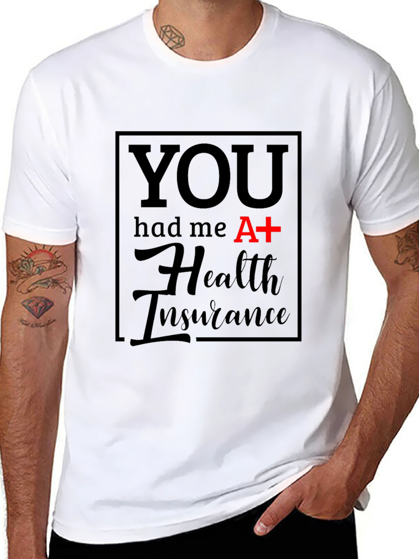 Black Health Insurance Graphic Tee - Funny T-Shirt view 8