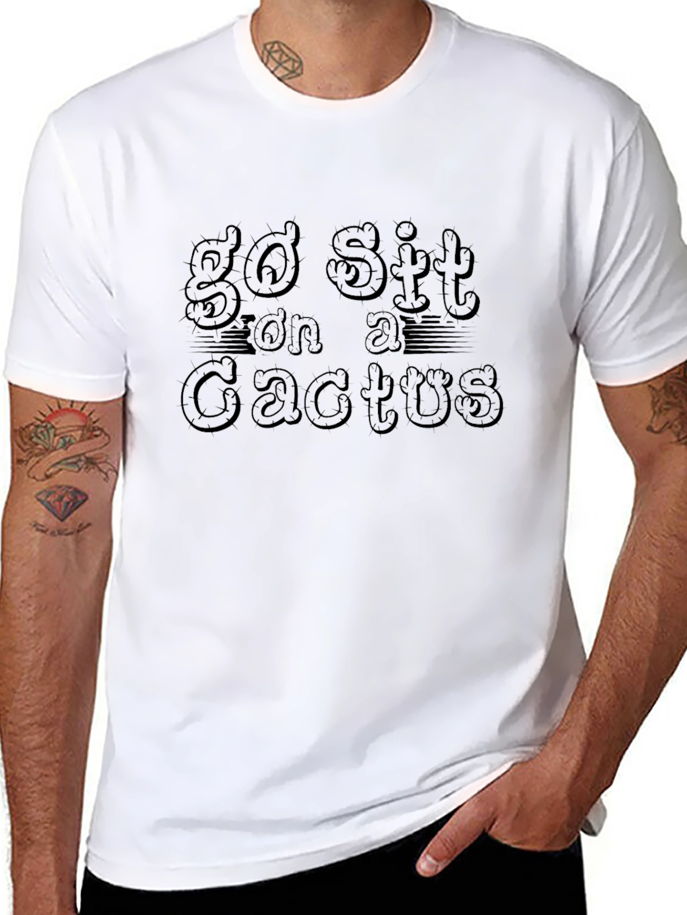 Black Go Sit on a Cactus T-Shirt - Funny Sarcastic Tee view 8