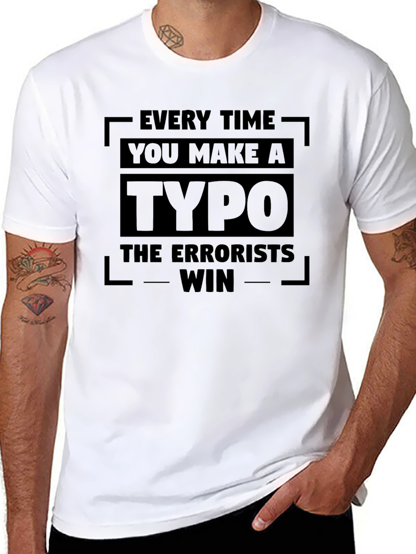 Black Typo Errorist Win T-Shirt view 8