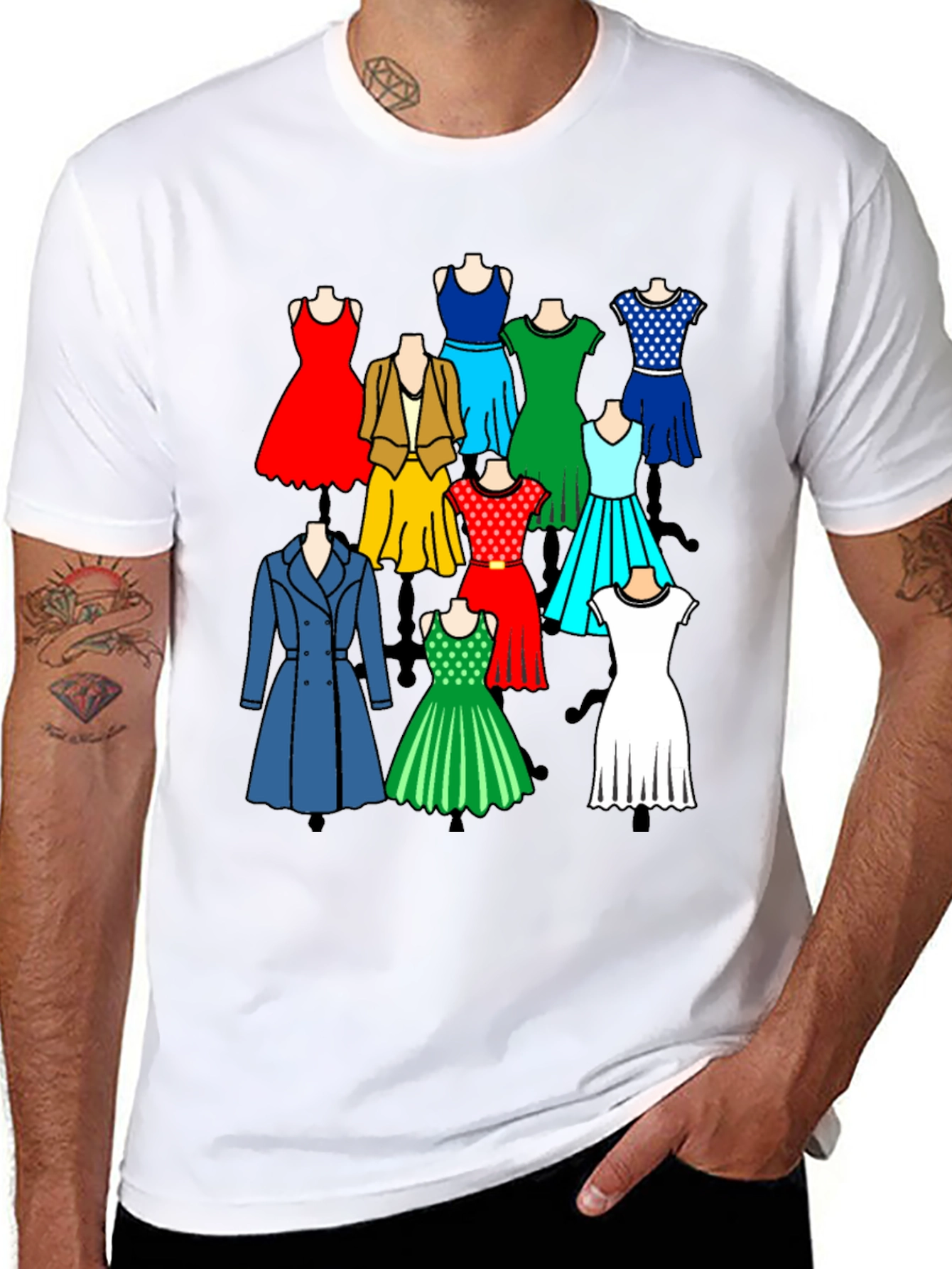 Black Colorful Dresses Graphic Tee view 8