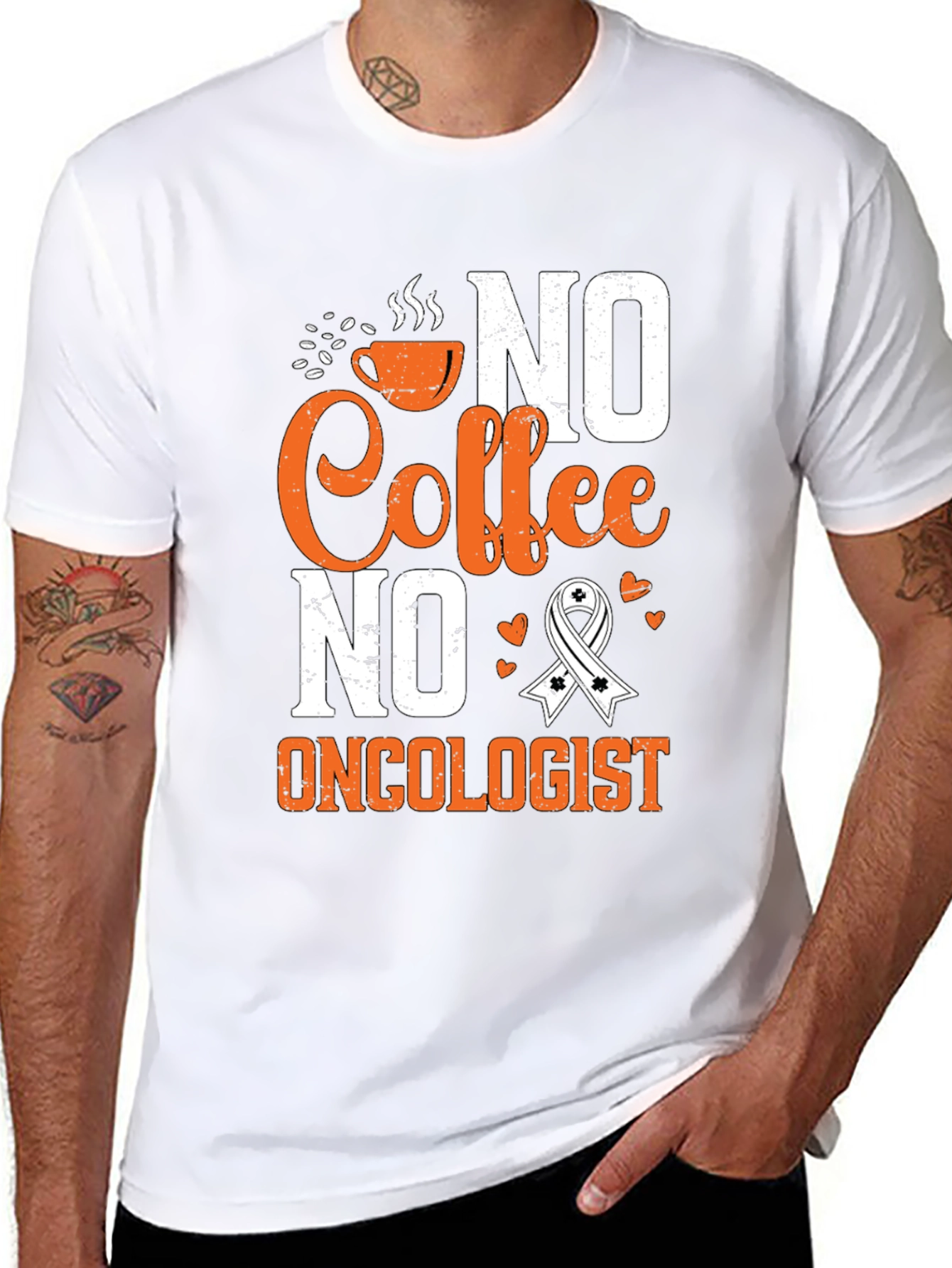 Black No Coffee No Oncologist T-Shirt, Cancer Awareness view 8