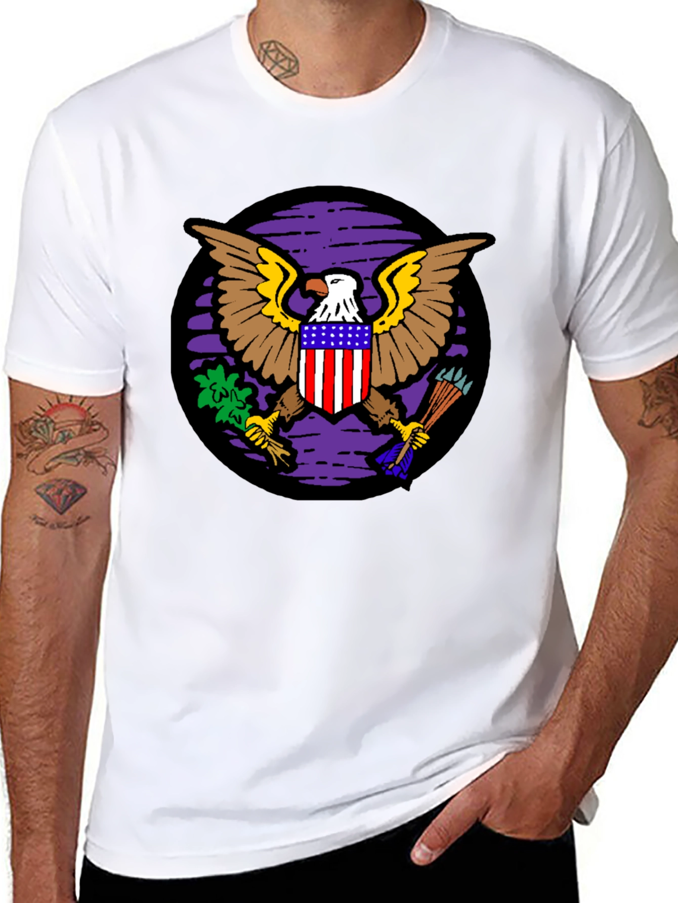 Black American Eagle Graphic Black T-Shirt view 8