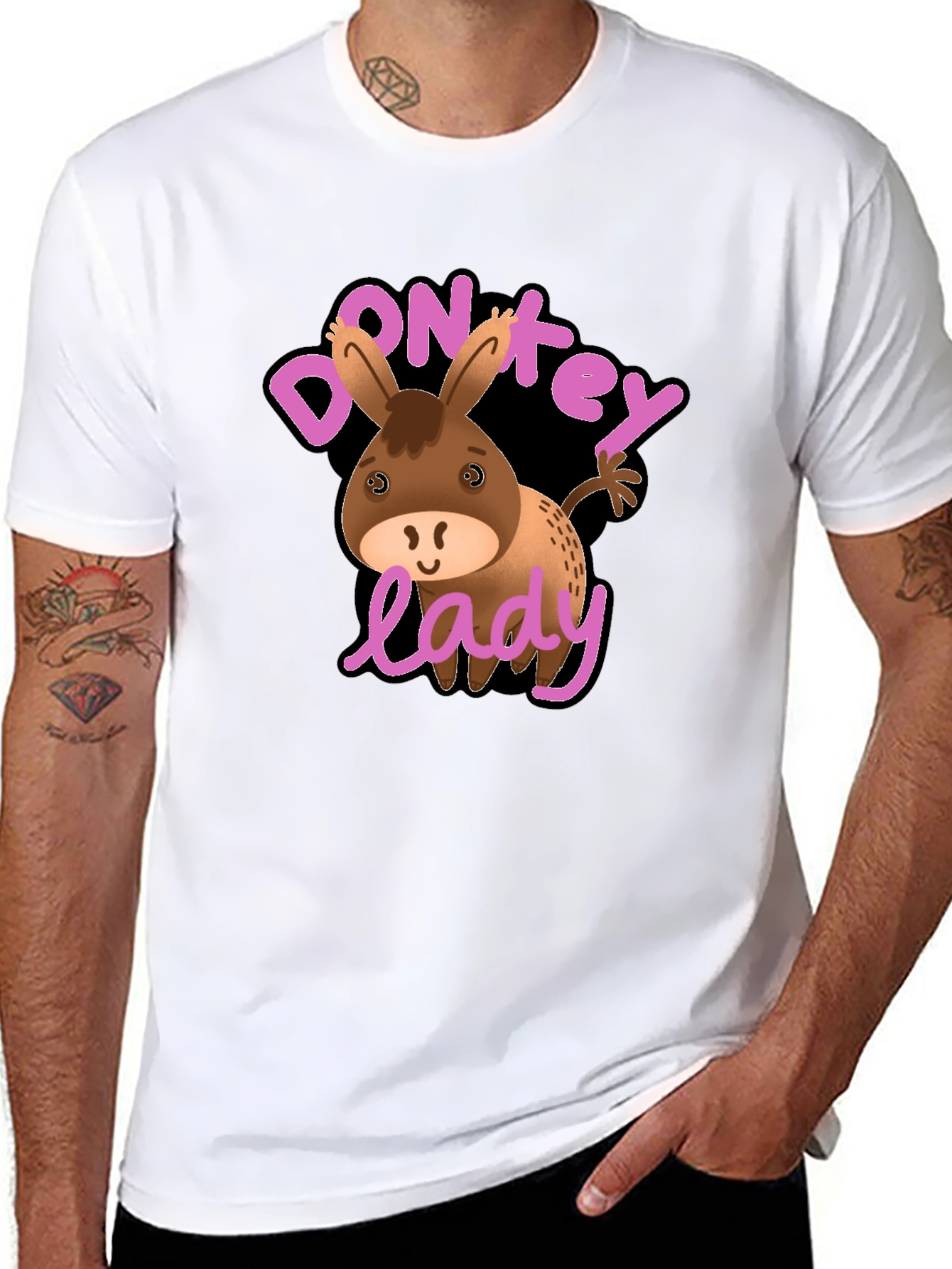 Black Donkey Lady Graphic T-Shirt, Novelty Humor Tee view 8