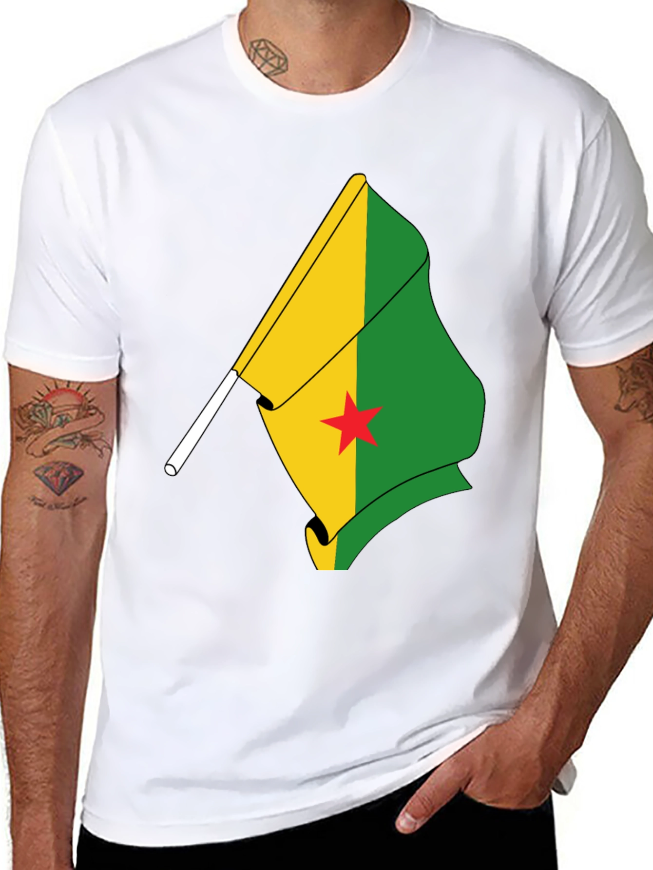 Black French Guiana Flag T-Shirt - Black view 8