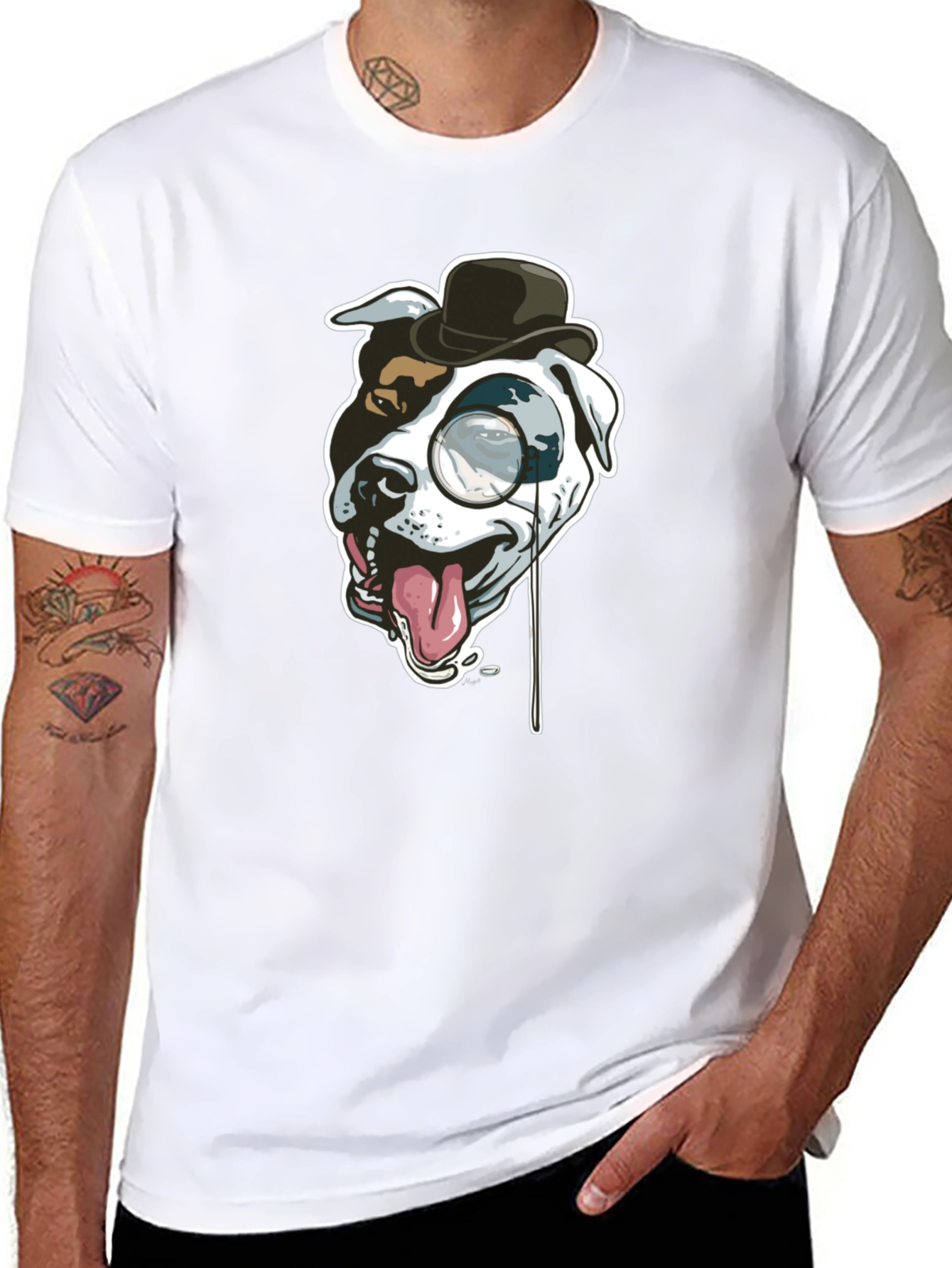 Black Dog with Monocle Graphic Tee view 8
