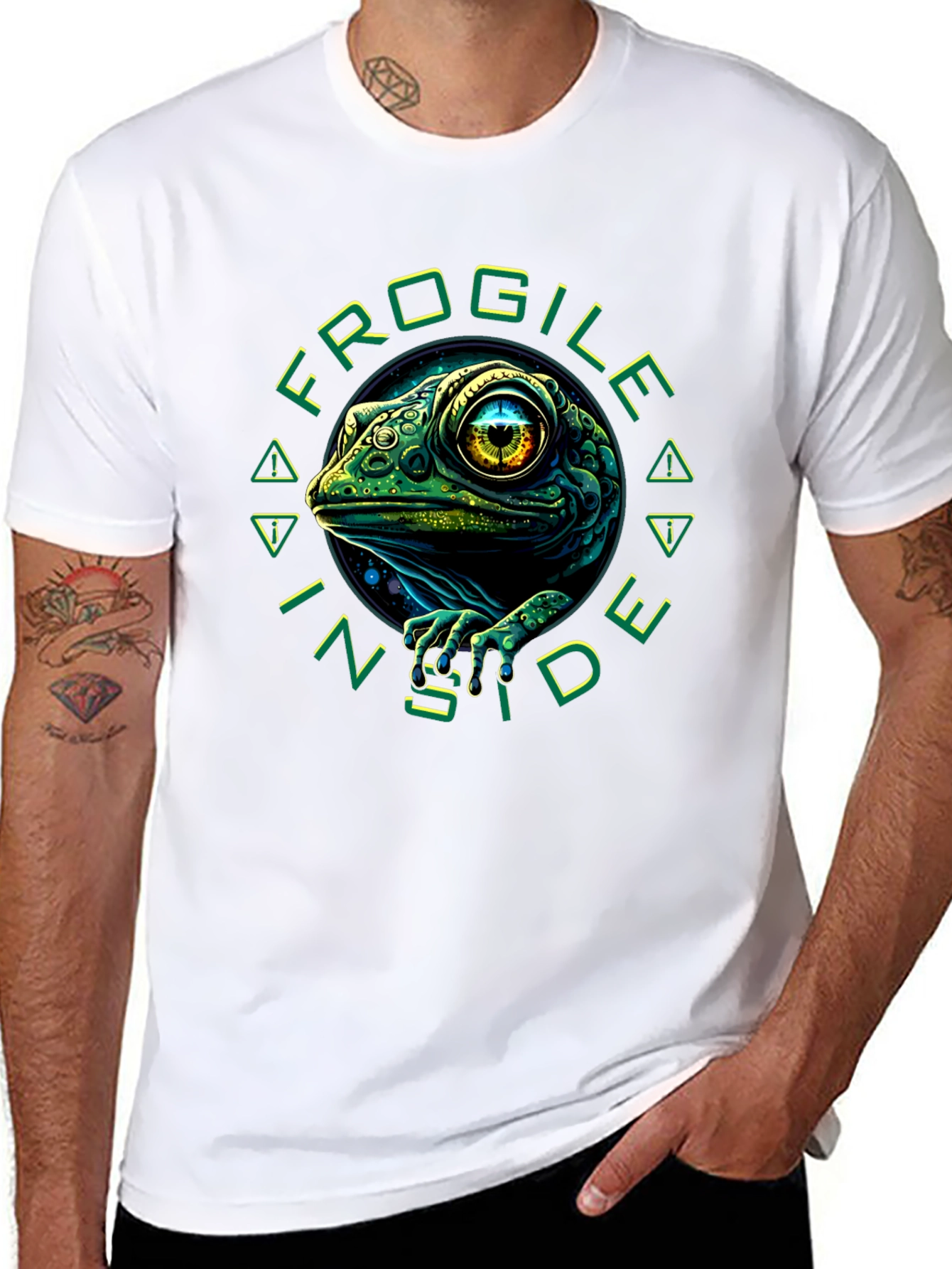 Black FROGile Inside T-Shirt - Unique Graphic Tee view 8