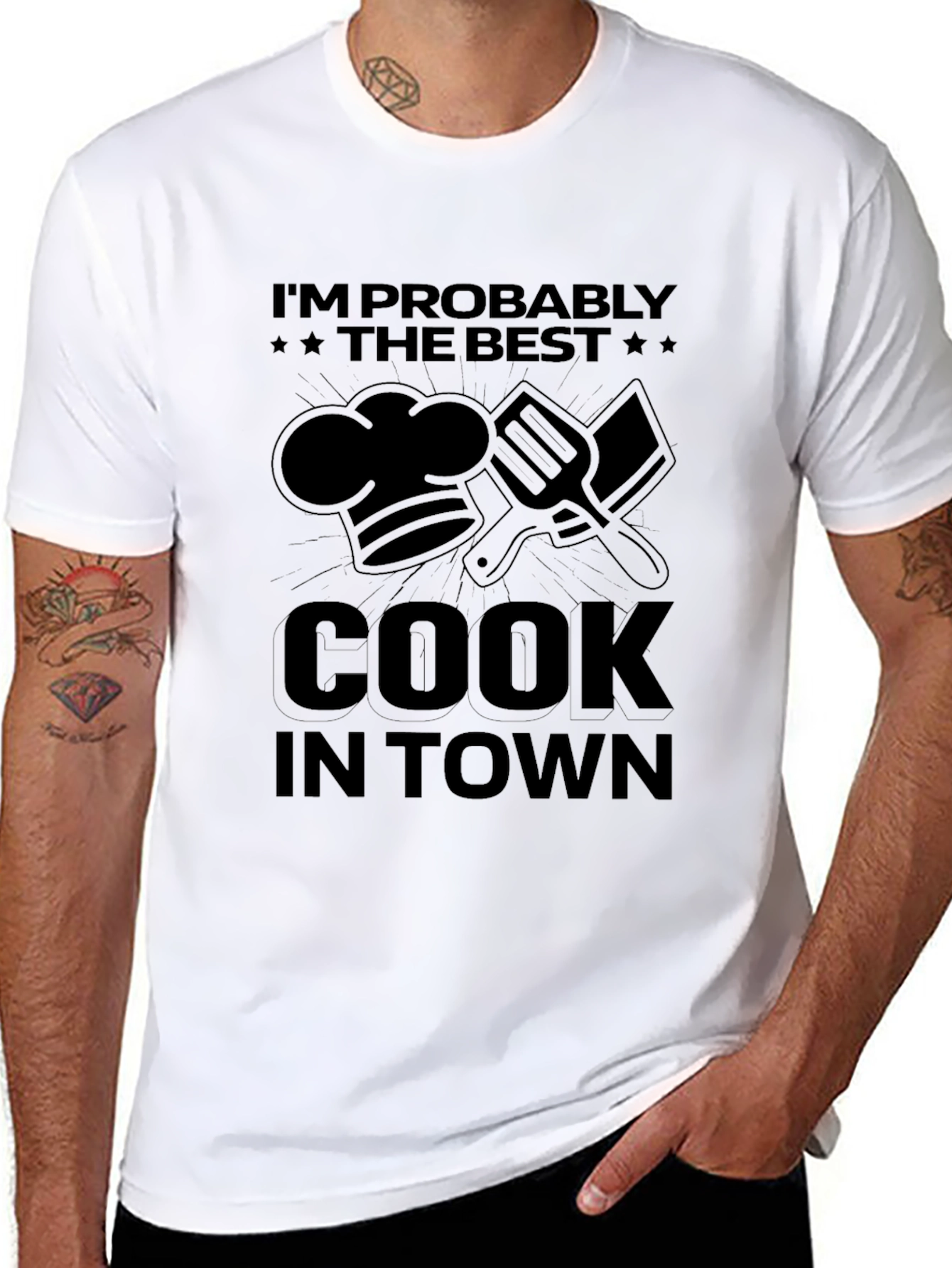 Black Best Cook in Town T-Shirt Funny Chef Shirt view 8