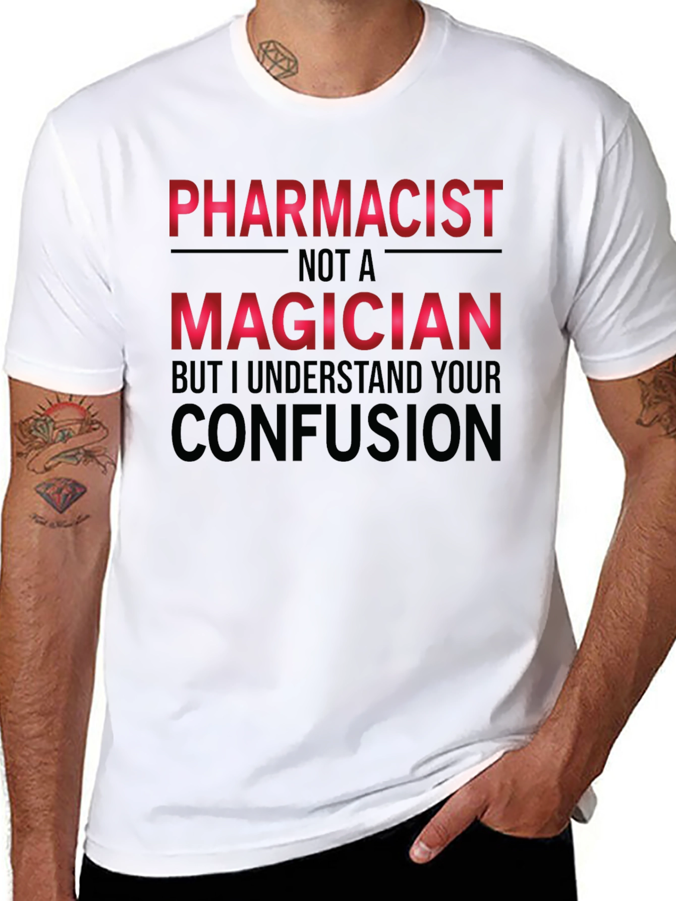 Black Pharmacist Not A Magician Funny T-Shirt view 8