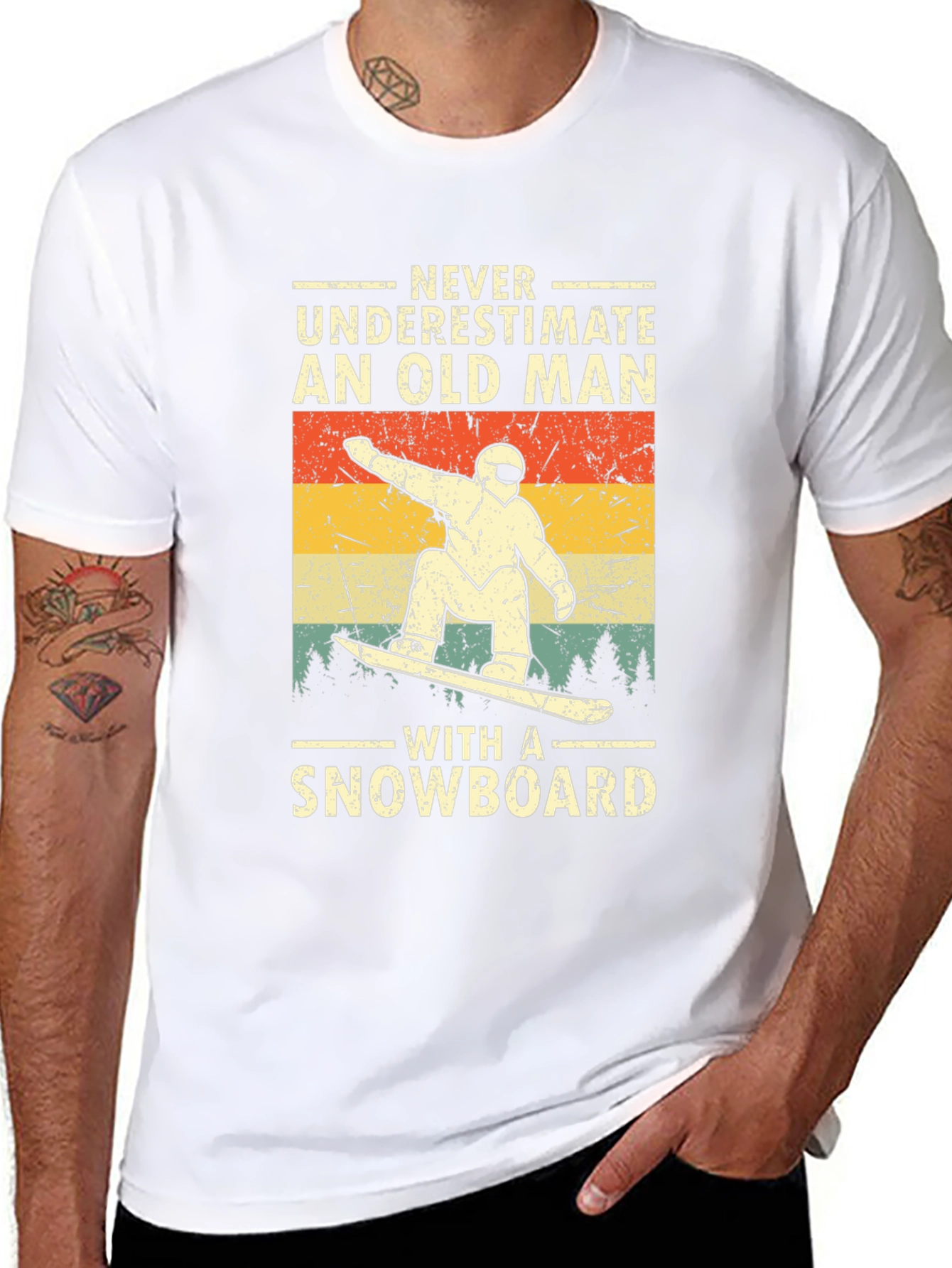 Black Old Man Snowboard T-Shirt view 8