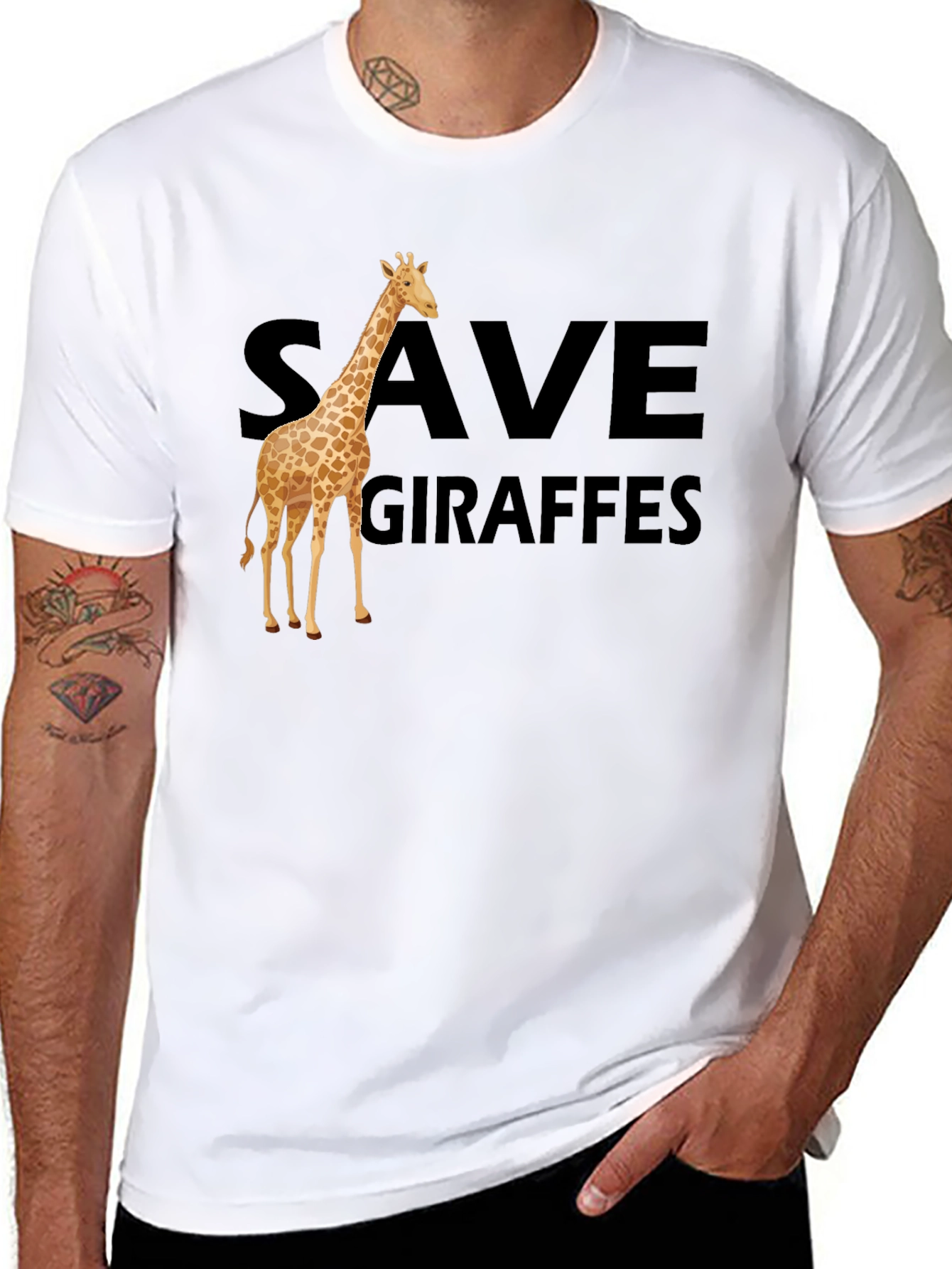 Black Save Giraffes T-Shirt - Animal Lover Tee view 8