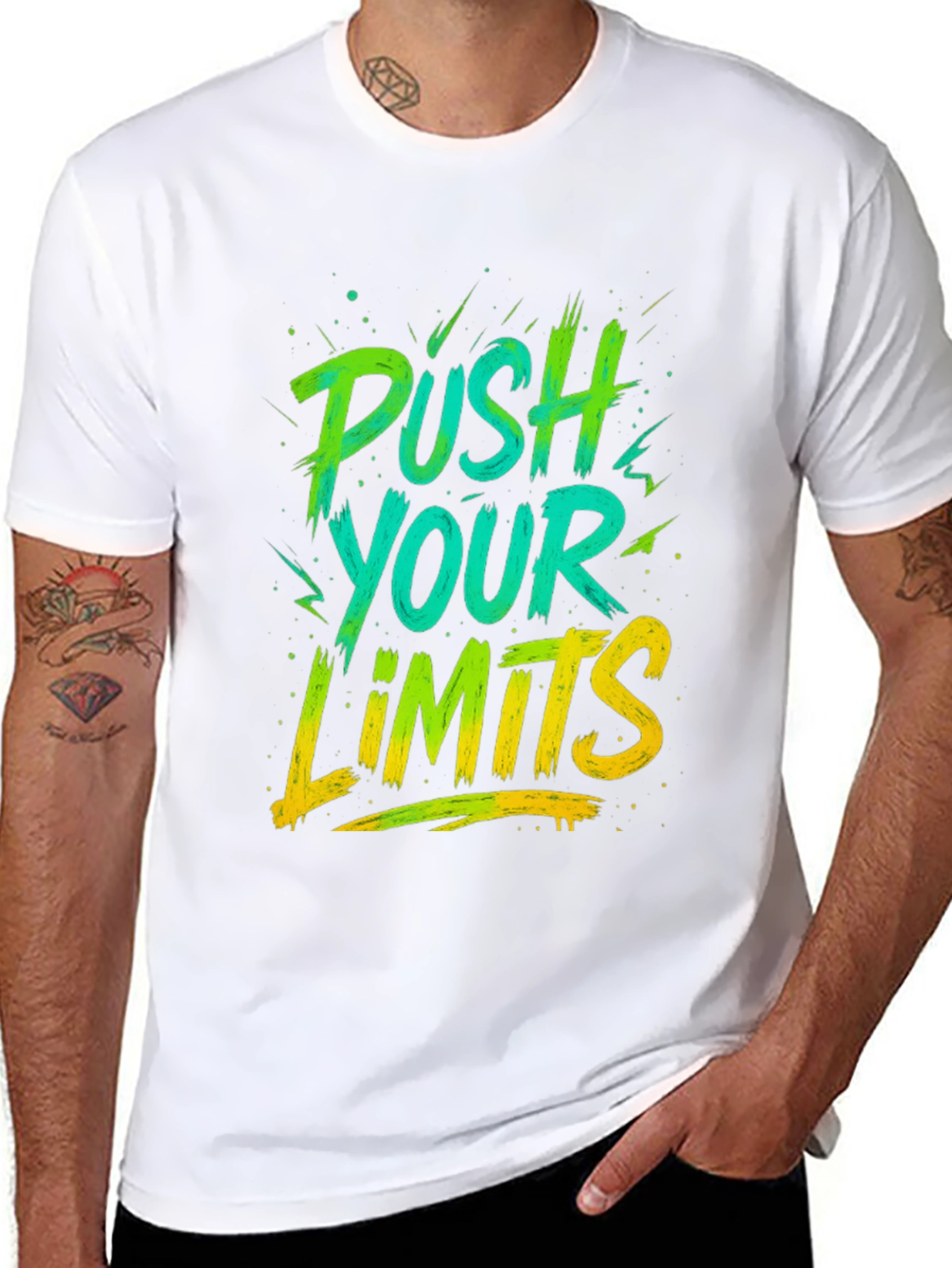 Black Push Your Limits Graphic Tee - Men's Black T-Shirt view 8