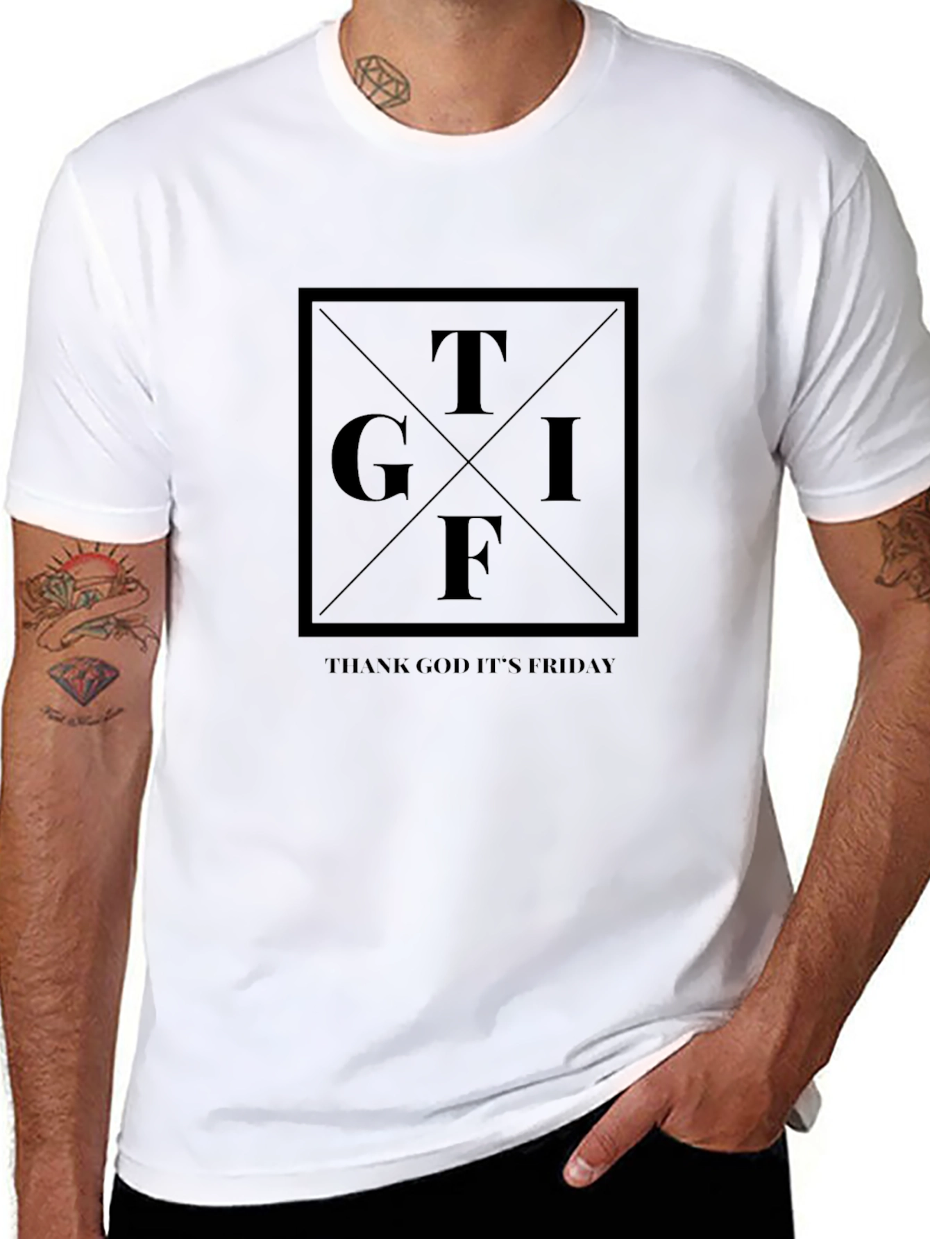 Black TGIF Graphic Tee - Thank God It's Friday - Soft Cotton Blend view 8
