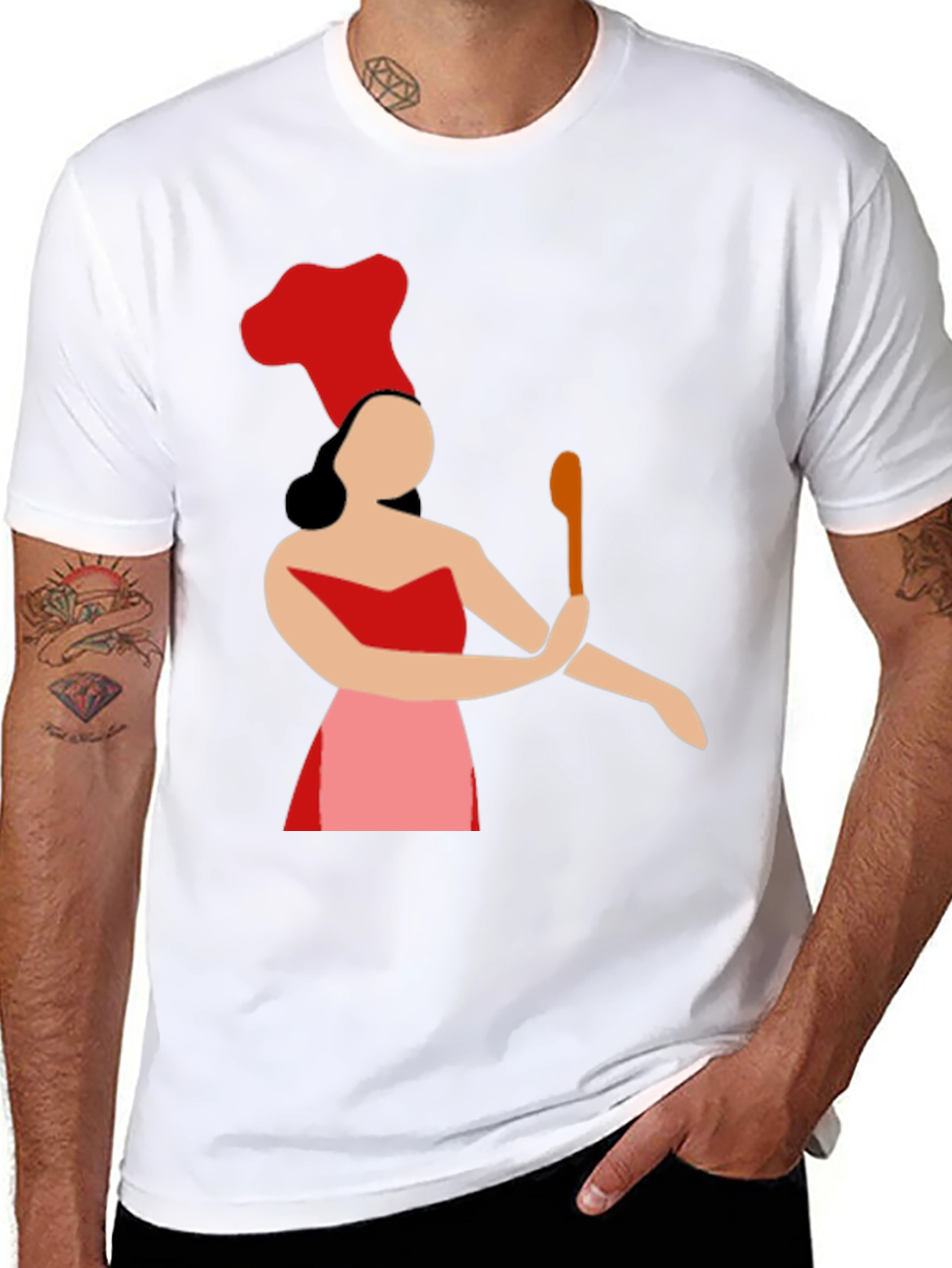 Black Chef Woman Graphic Tee - Novelty Cook T-Shirt view 8