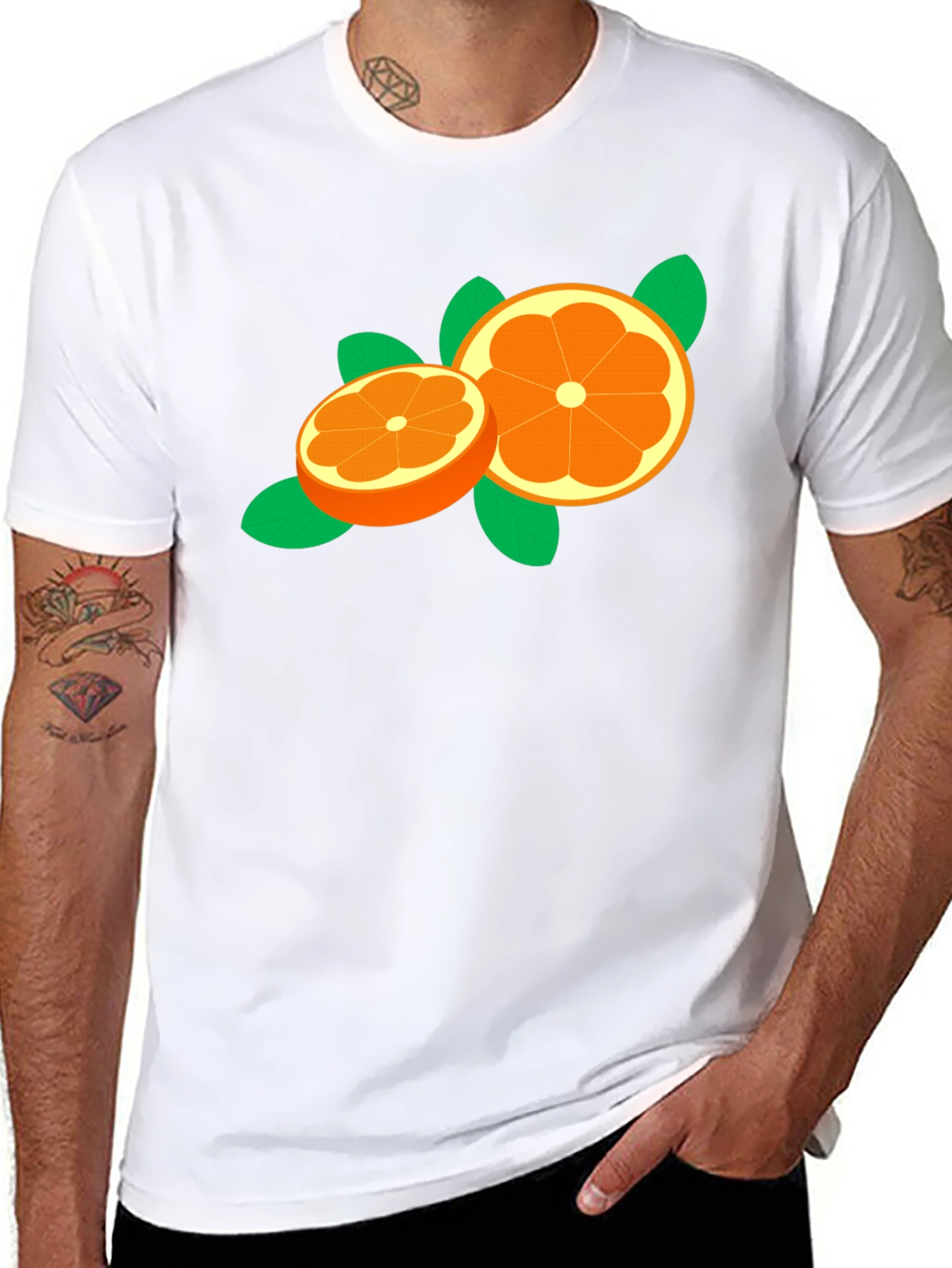 Black Orange Slice Graphic Tee - Trendy Fruit Design view 8