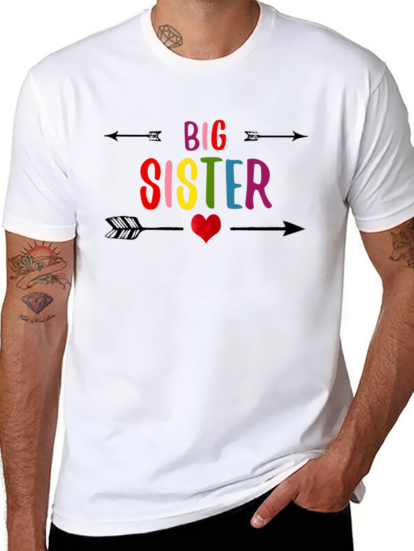 Black Big Sister Arrow Heart Tee view 8
