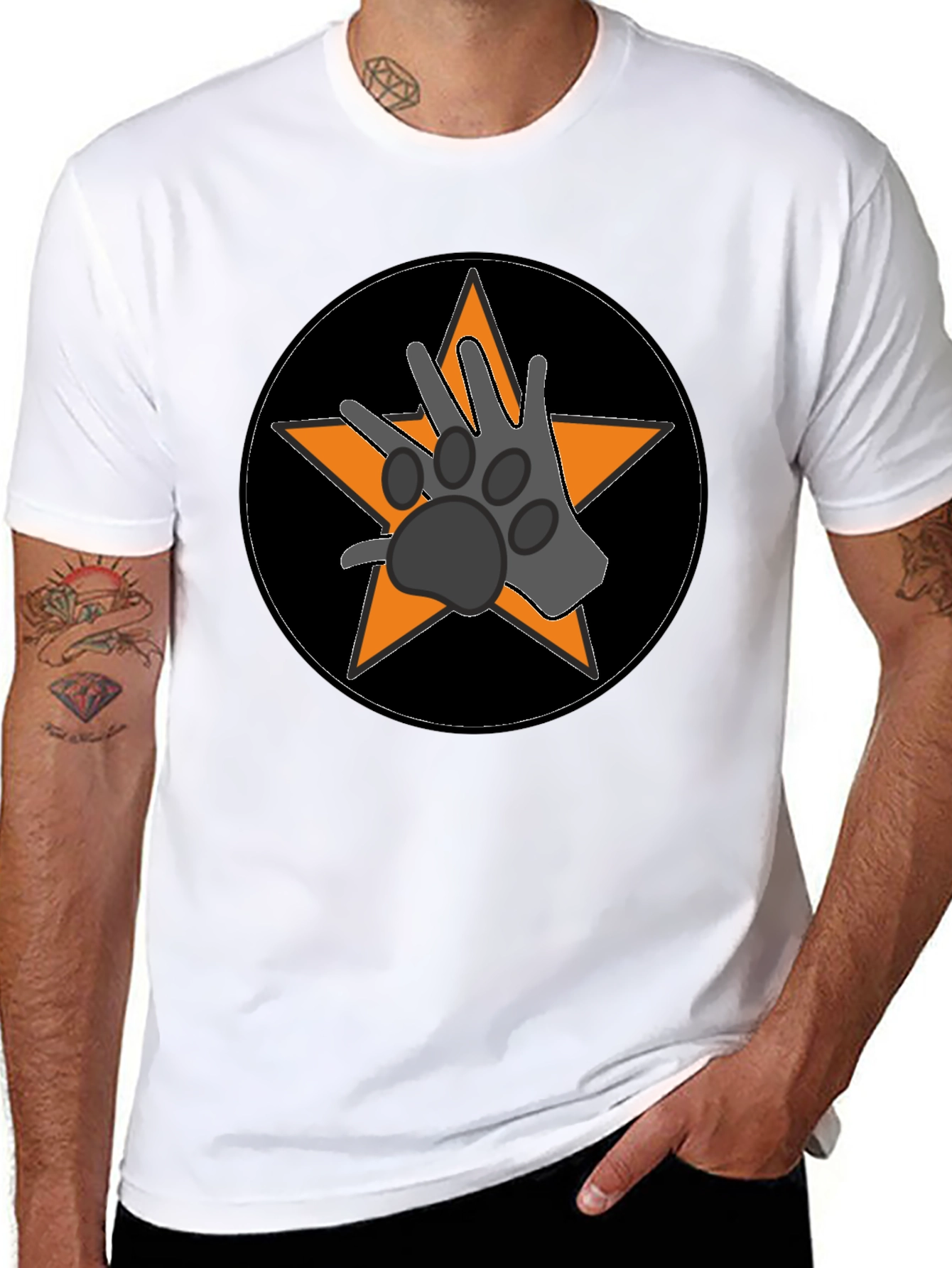 Black Paw Star Graphic Tee - Black Cotton Blend view 8