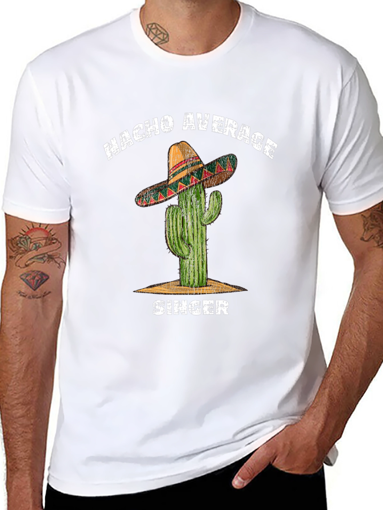 Black Nacho Average Singer T-Shirt - Cactus Sombrero Tee view 8