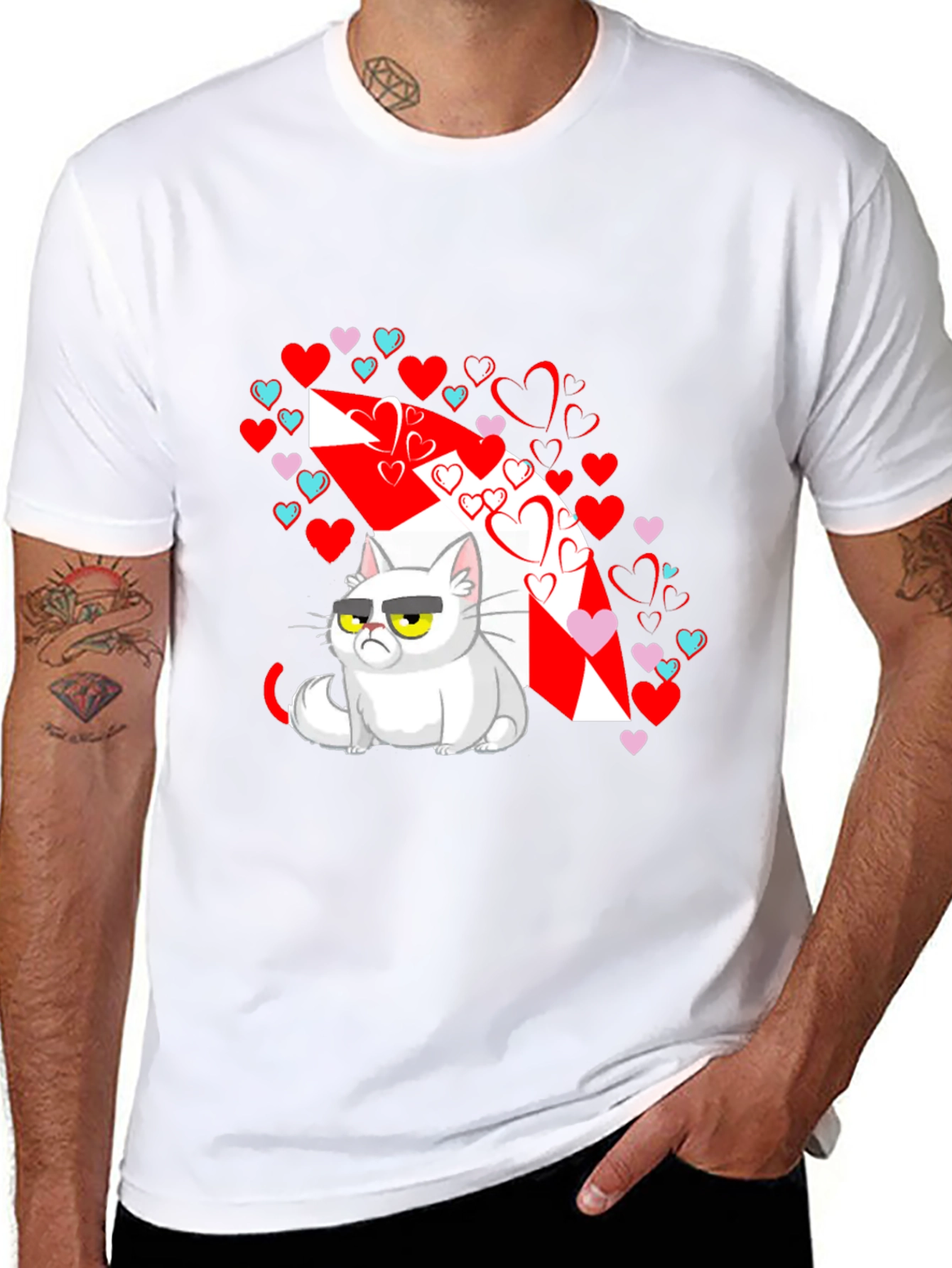 Black Grumpy Cat Valentines T-Shirt view 8