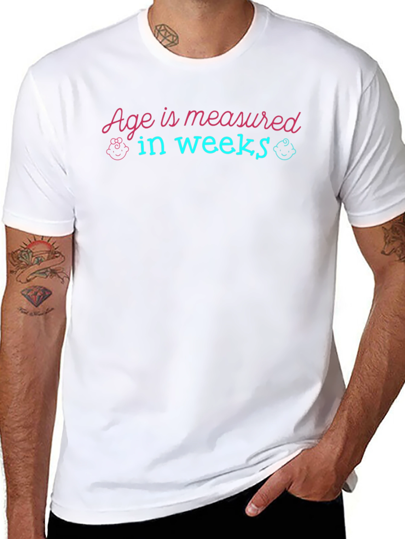 Black Age in Weeks T-Shirt - New Baby Gift view 8