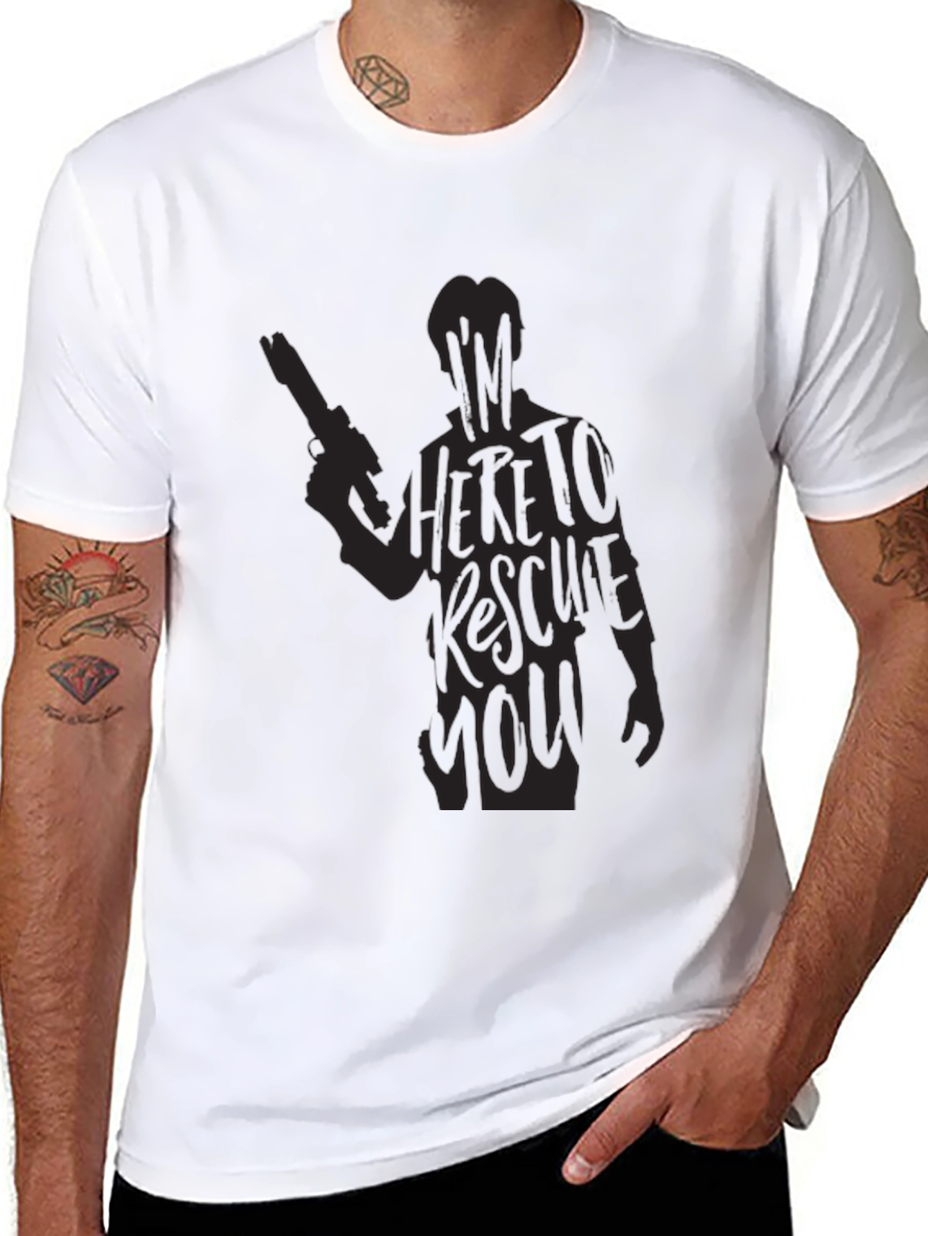 Black Graphic Novelty T-Shirt - I'm Here to Rescue You view 8