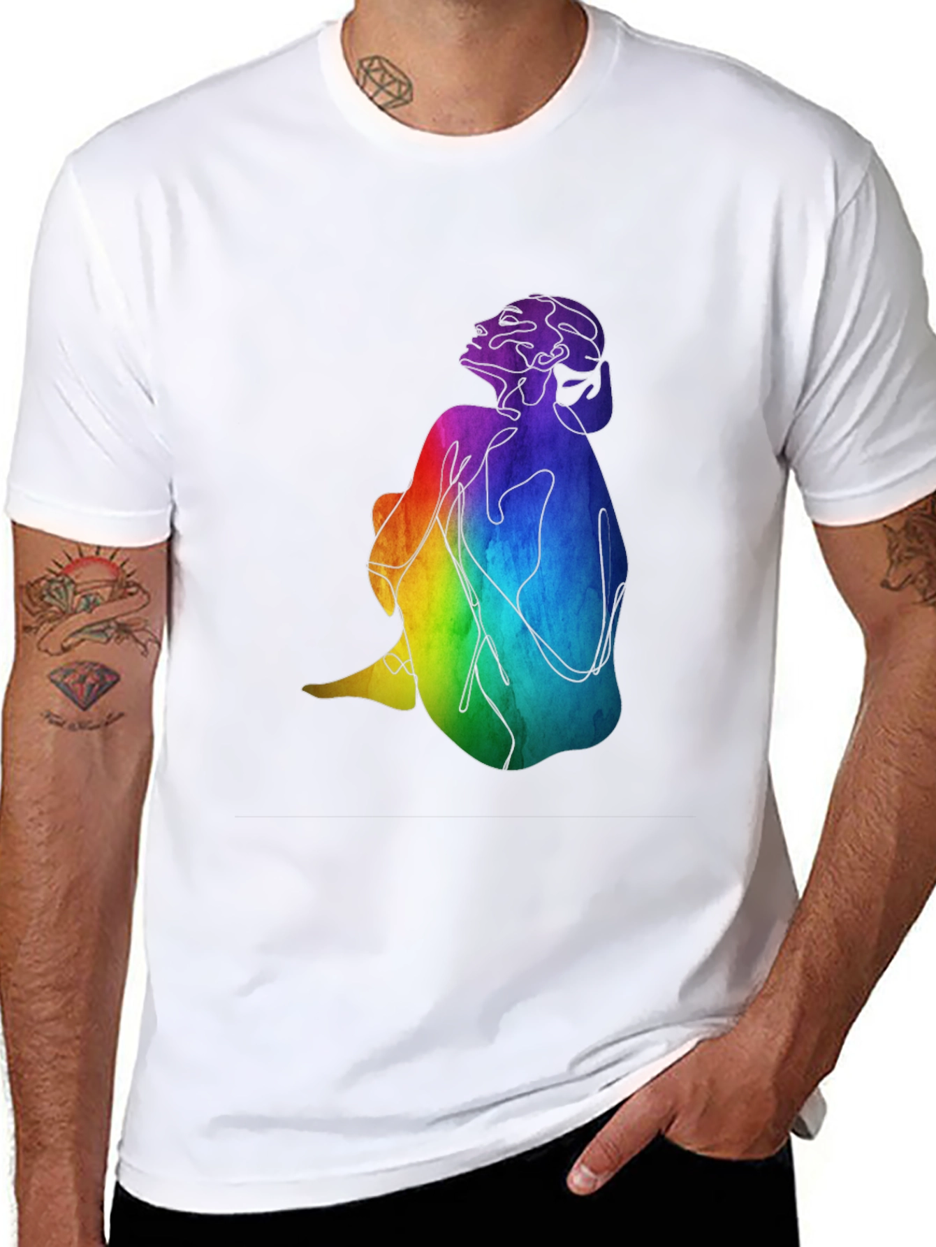 Black Rainbow Woman Graphic Black T-Shirt view 8