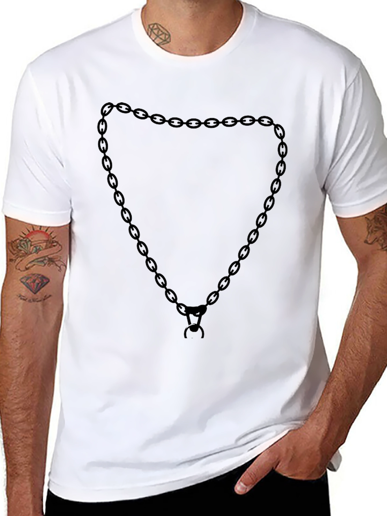 Black Black Chain Heart Graphic Tee - Casual Style view 8