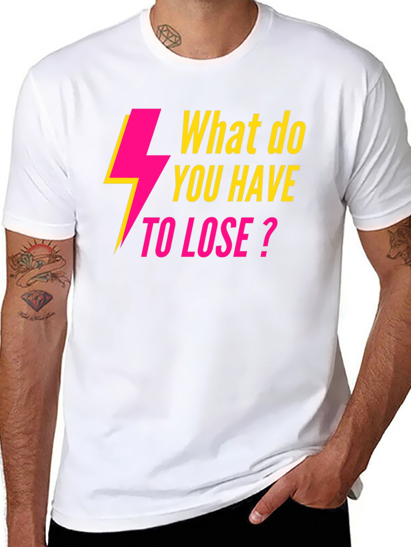 Black Electric Pink 'What to Lose?' Black T-Shirt view 8