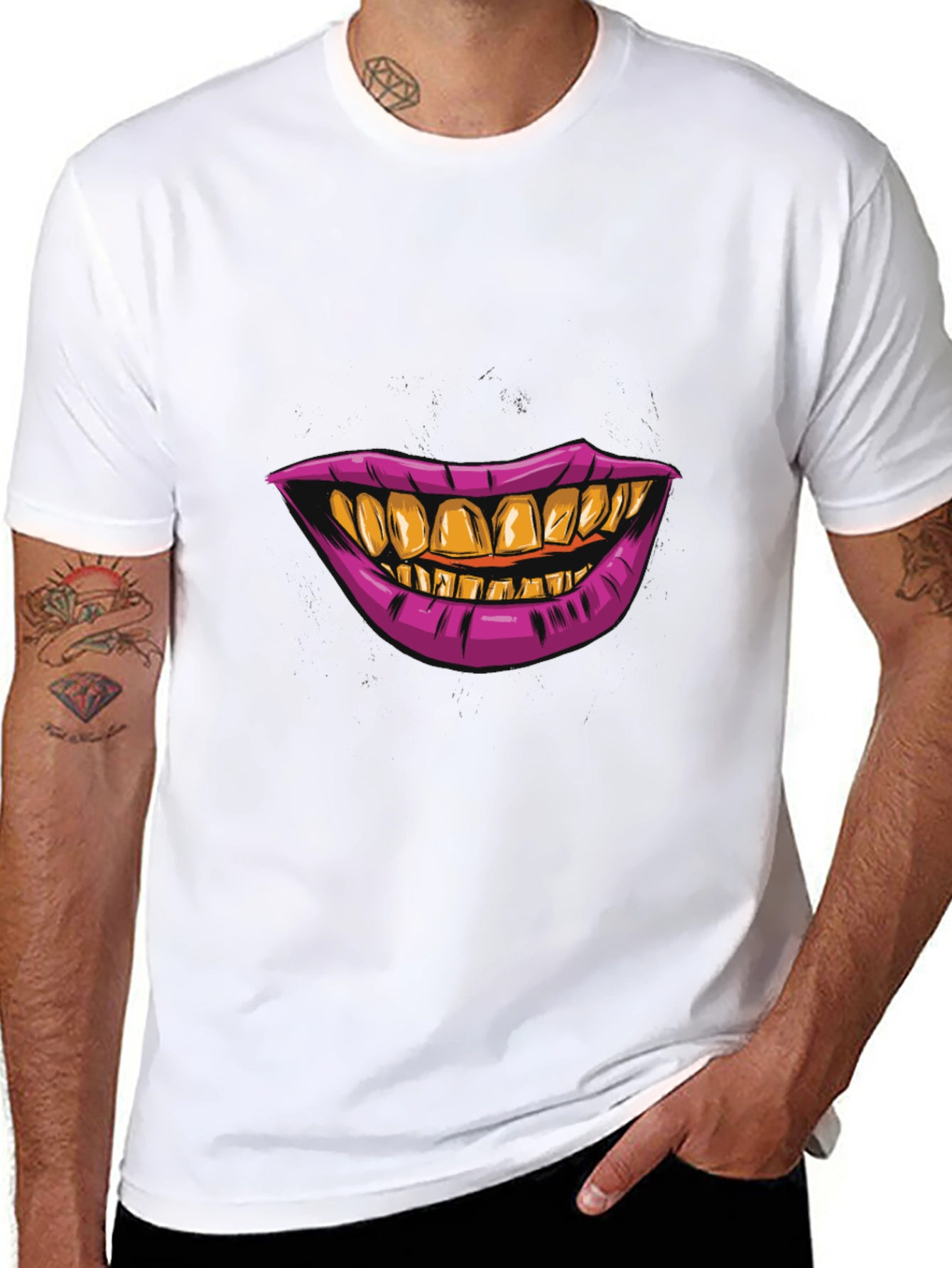 Black Grillz Smile Graphic Tee - Bold Black T-Shirt view 8