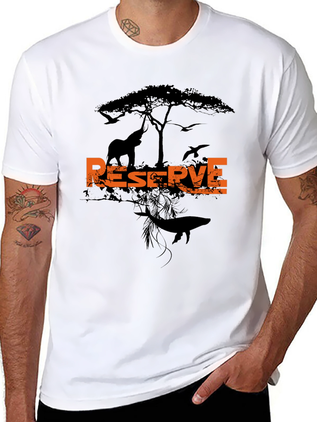 Black Wildlife Reserve Graphic Tee - Men's Black T-Shirt view 8