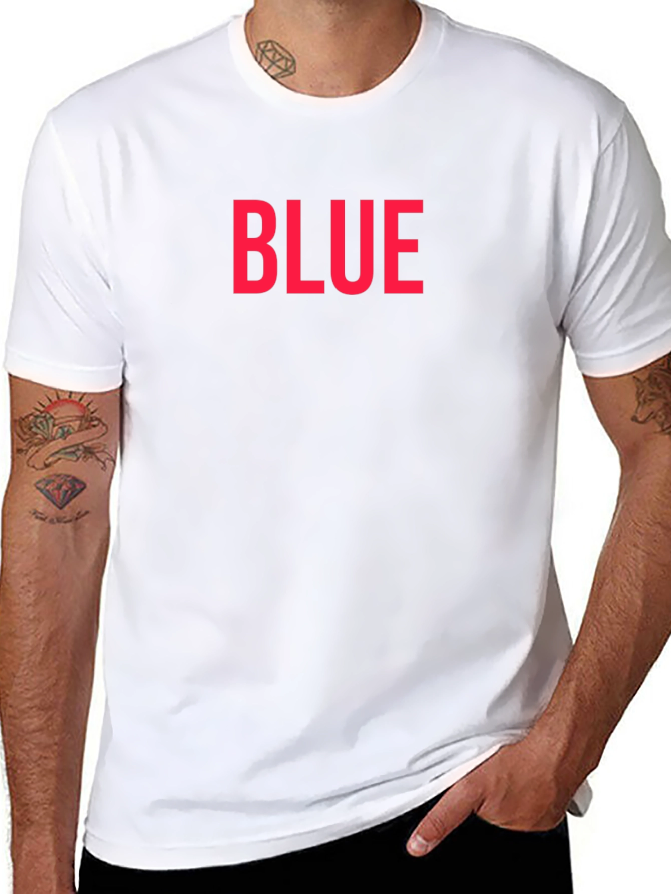 Black BLUE Bold Text Graphic Black T-Shirt view 8
