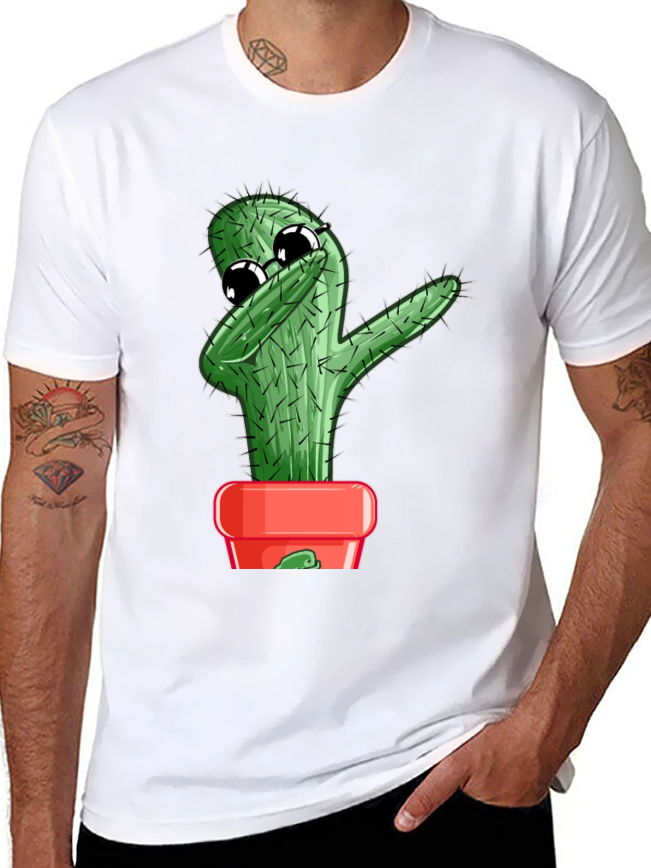 Black Dabbing Cactus Graphic T-Shirt view 8