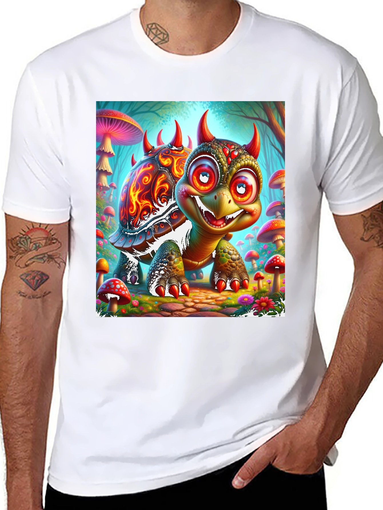 Black Turtle Devil Cartoon Graphic Tee view 8