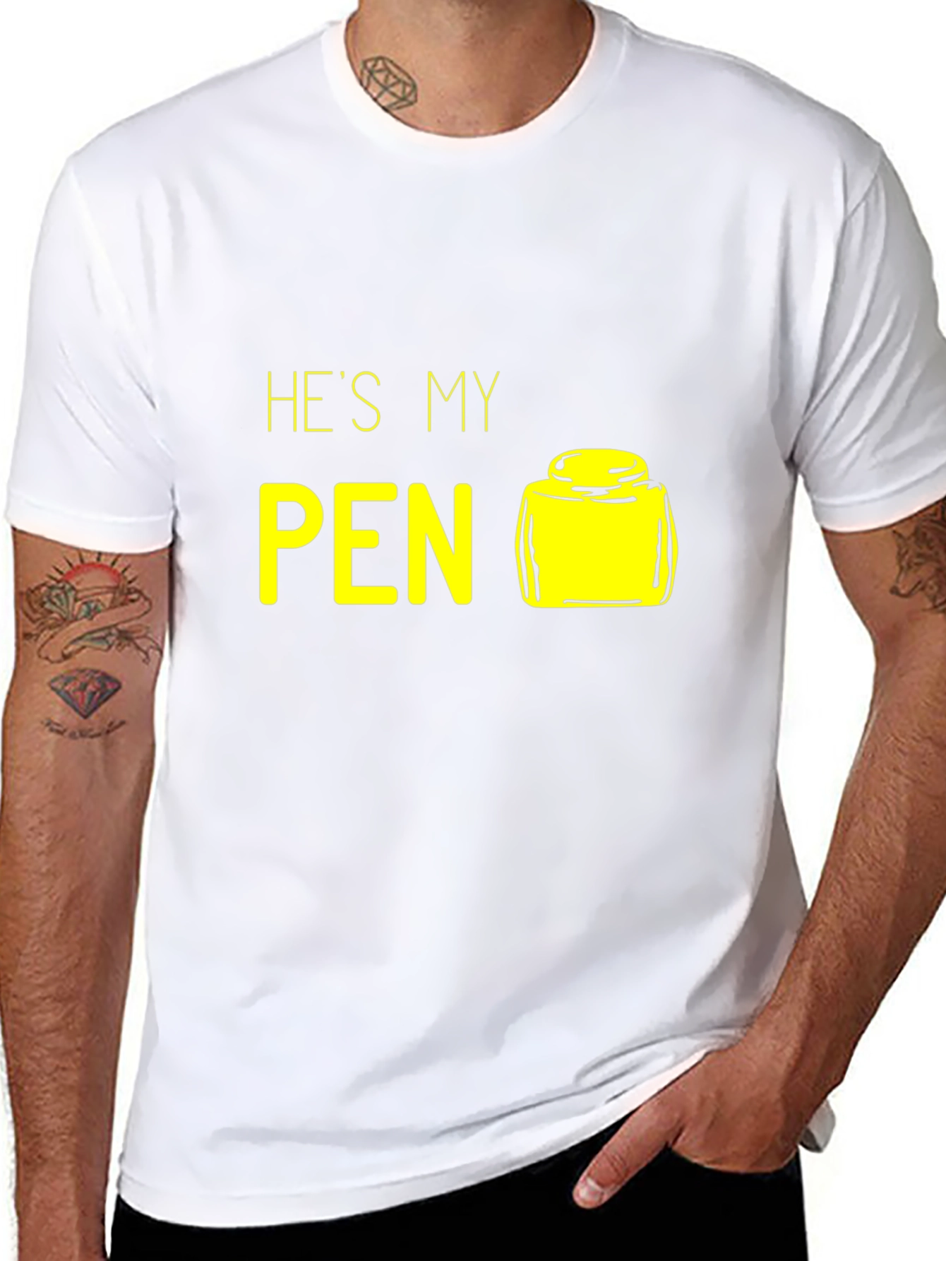 Black He's My Pen Funny Graphic T-Shirt view 8