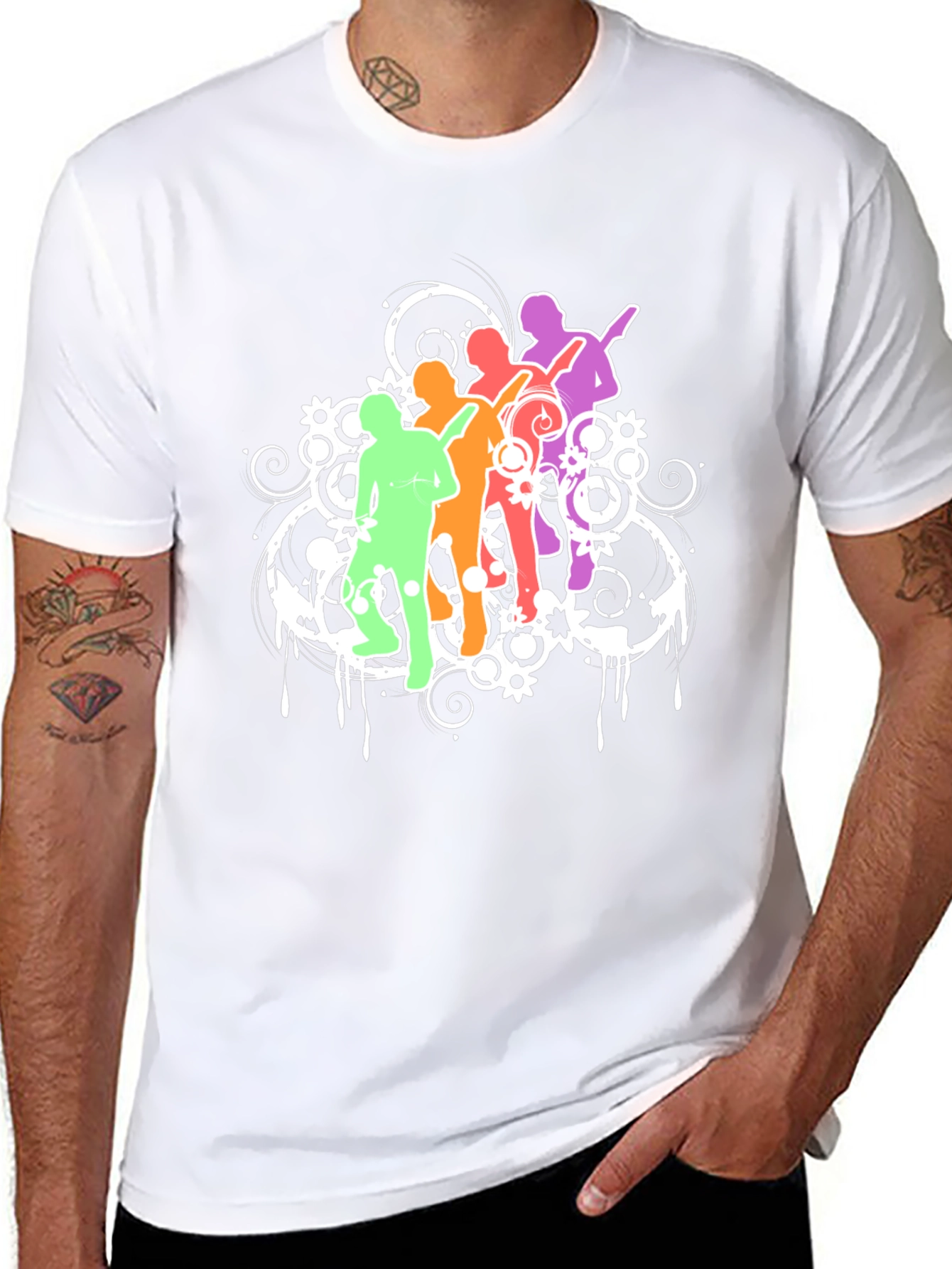 Black Colorful Music Band Graphic Black T-Shirt view 8