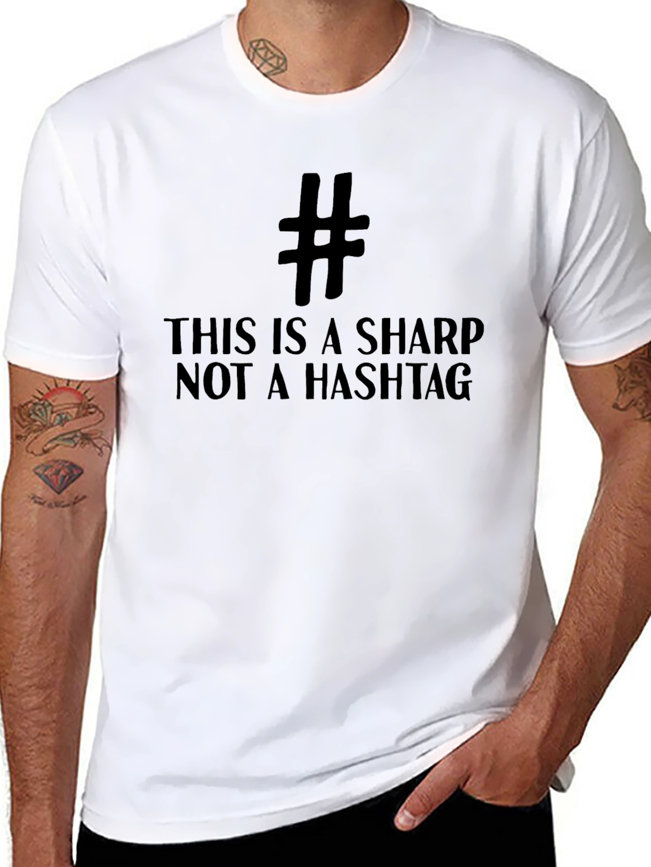 Black Sharp Not a Hashtag Black T-Shirt view 8