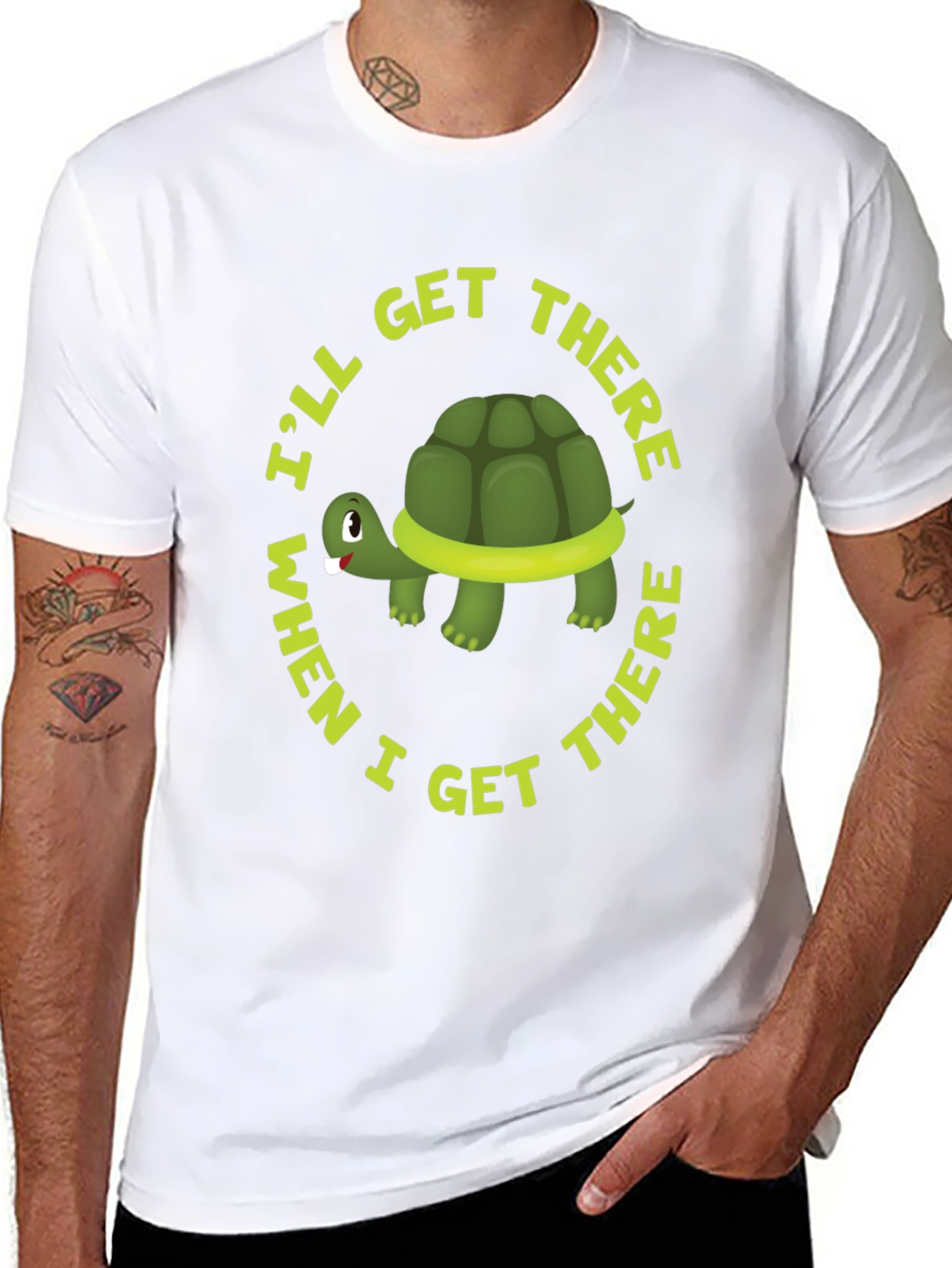 Black Funny Turtle Graphic T-Shirt - I'll Get There When I Get There view 8