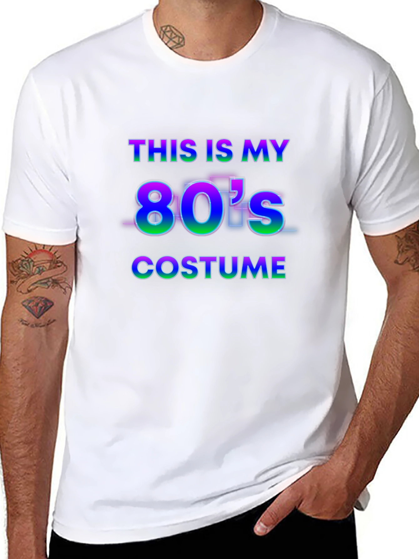 Black Retro 80's Costume T-Shirt view 8