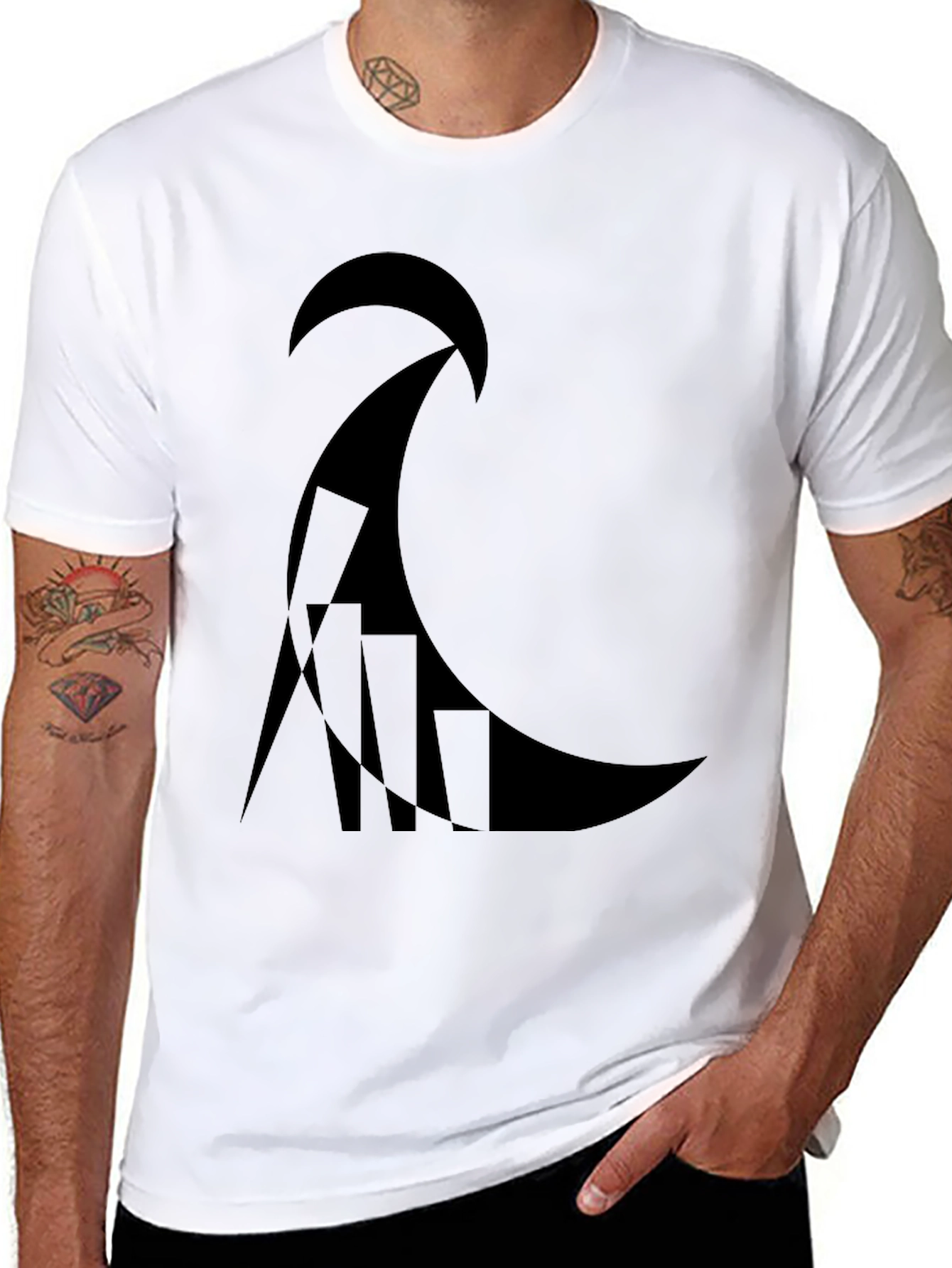 Black Abstract Graphic Black T-Shirt view 8