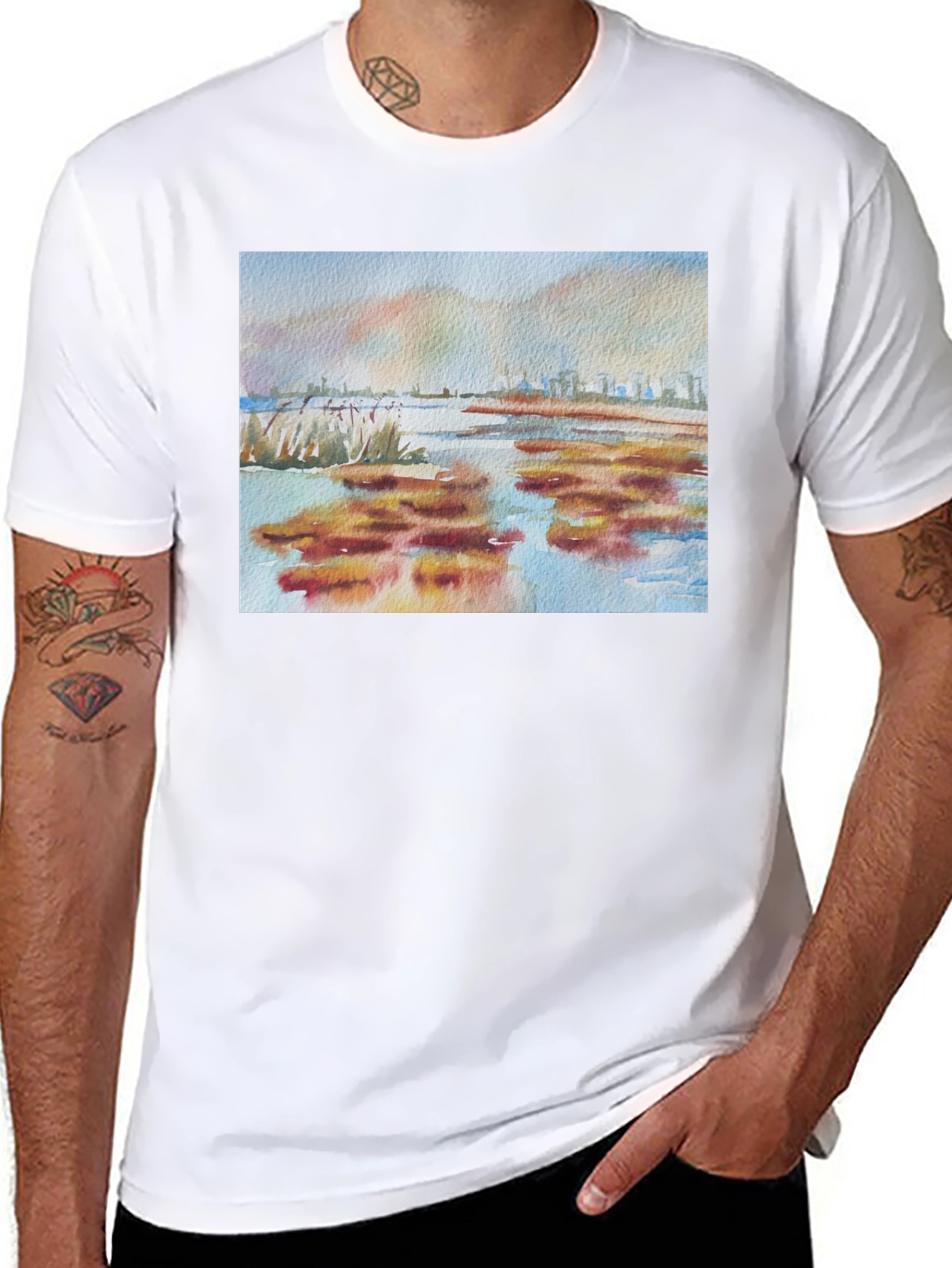 Black Watercolor Landscape Tee - Artistic Comfort view 8
