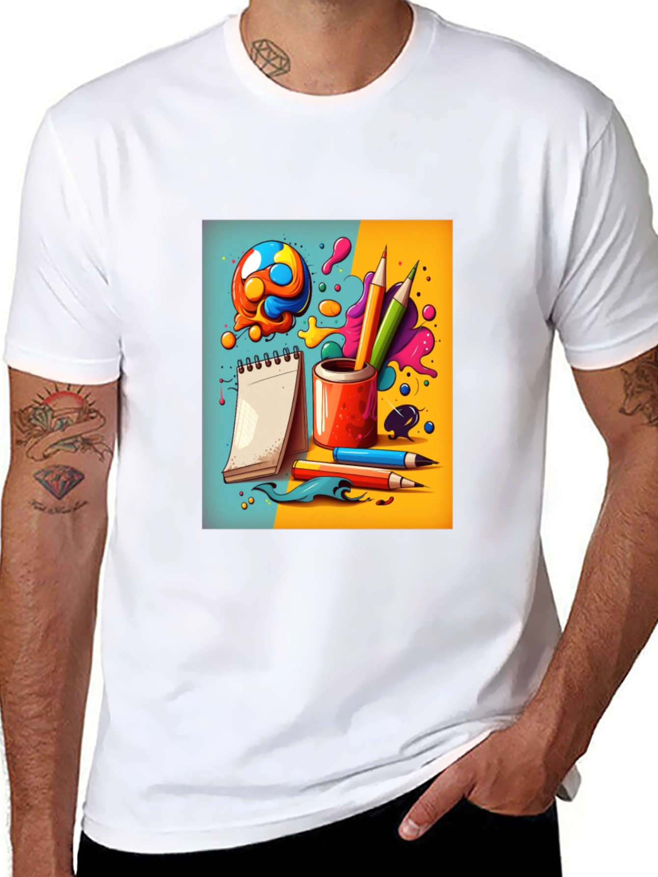 Black Creative Doodles Graphic T-Shirt - Artist's Dream view 8