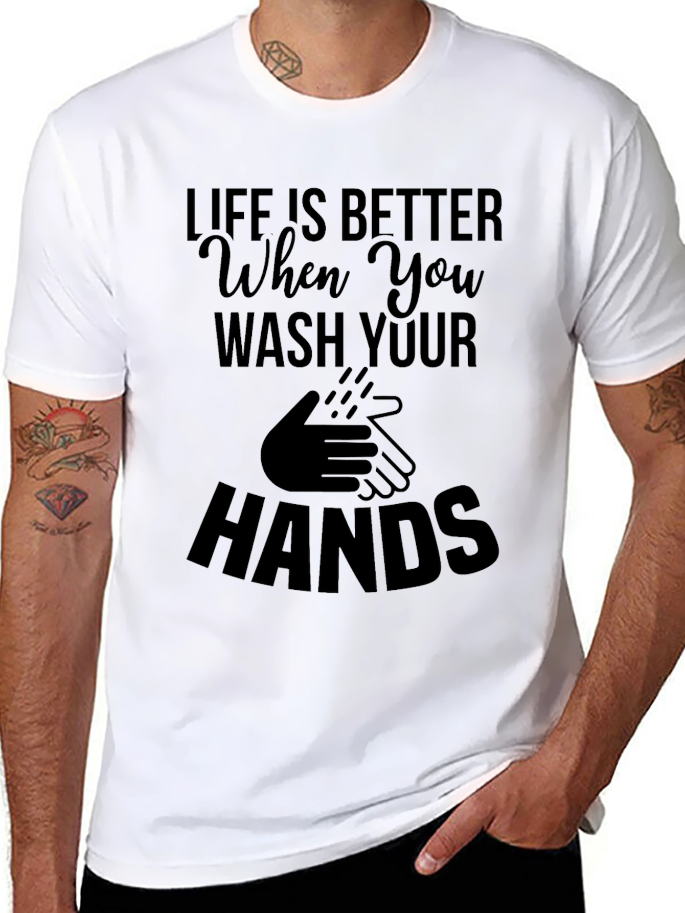 Black Wash Your Hands Black T-Shirt view 8