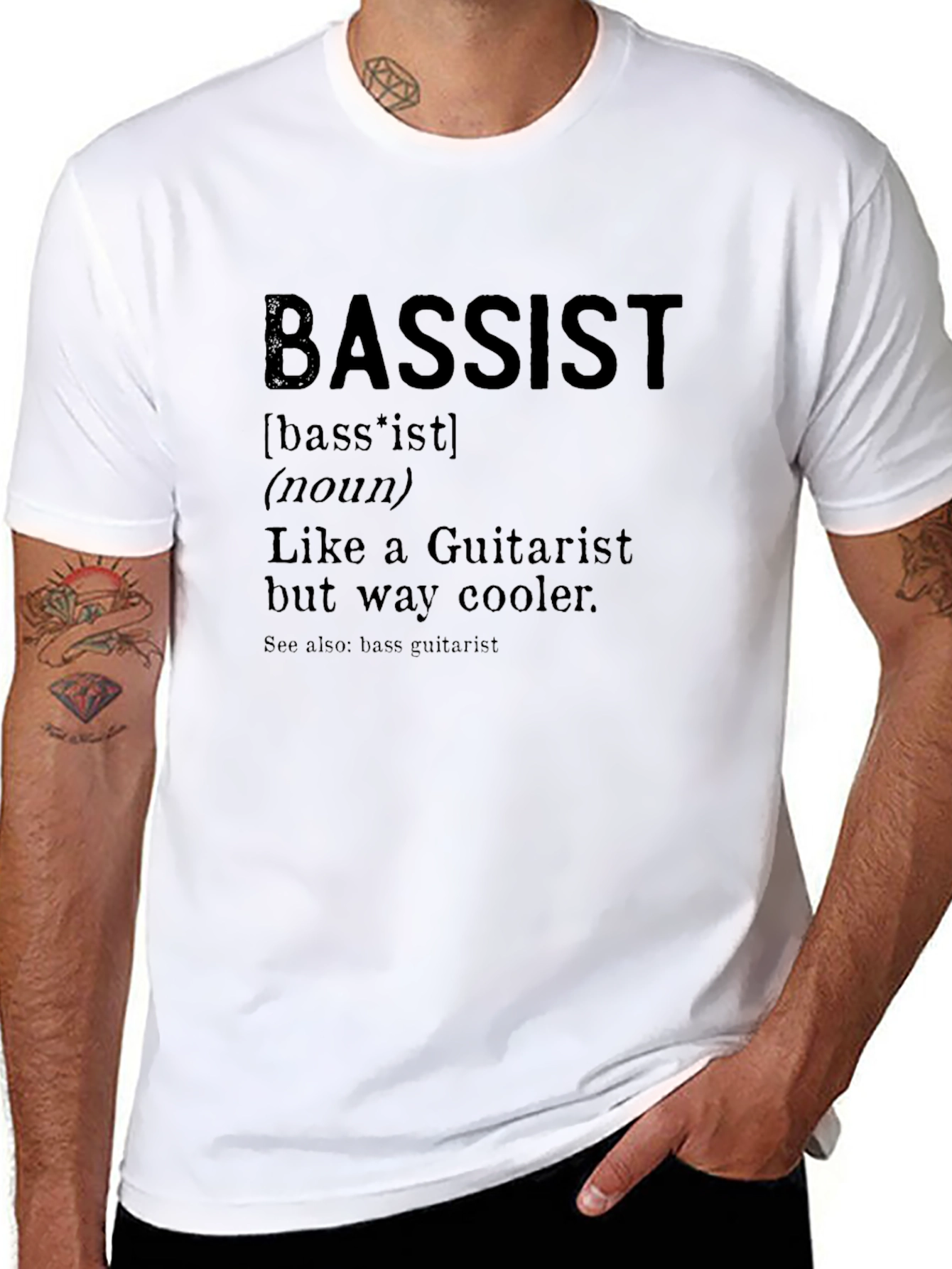 Black Bassist Definition T-Shirt - Musician Humor Tee view 8