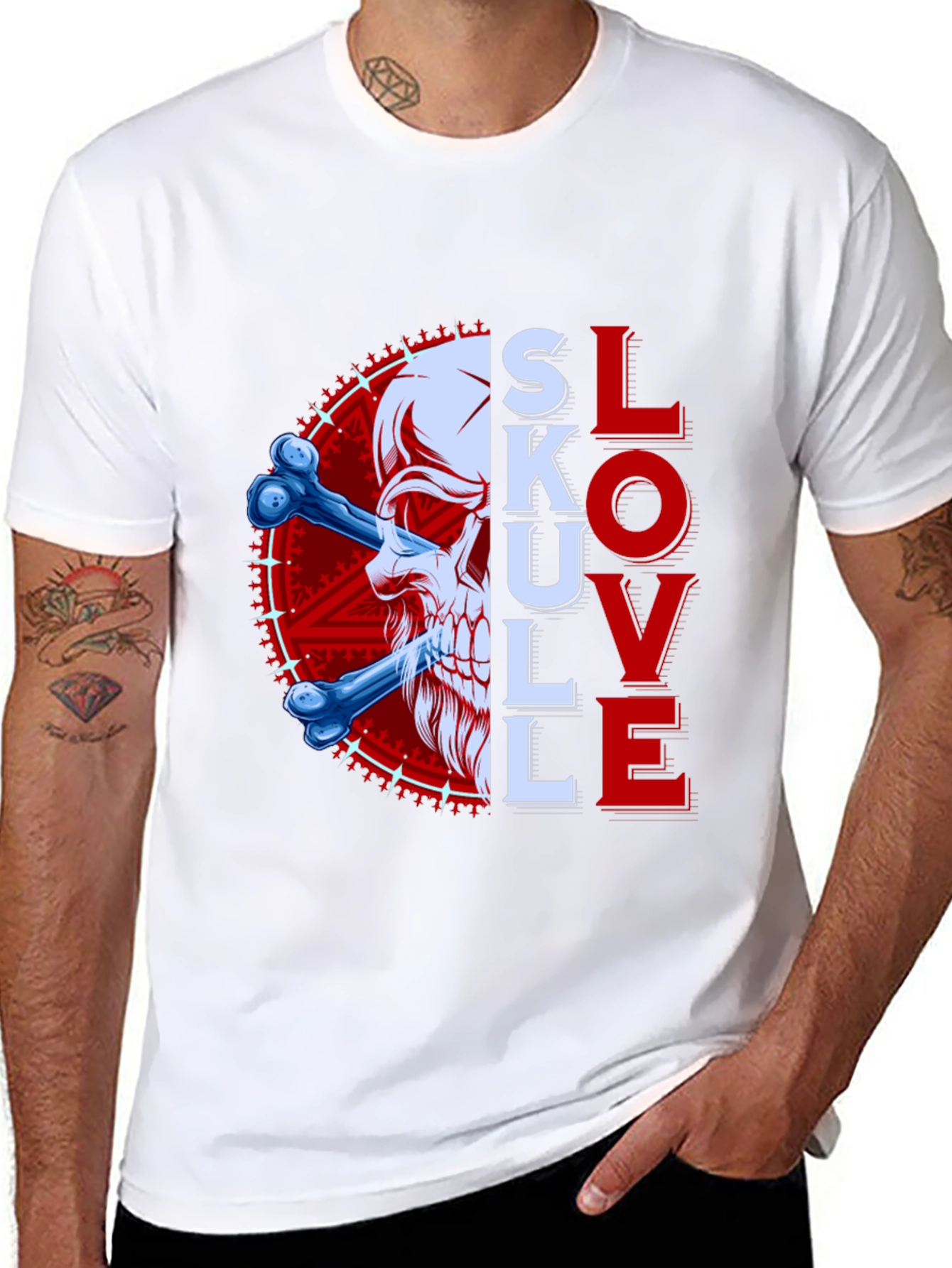 Black Skull & Bones Graphic Tee - Love and Death Shirt view 8