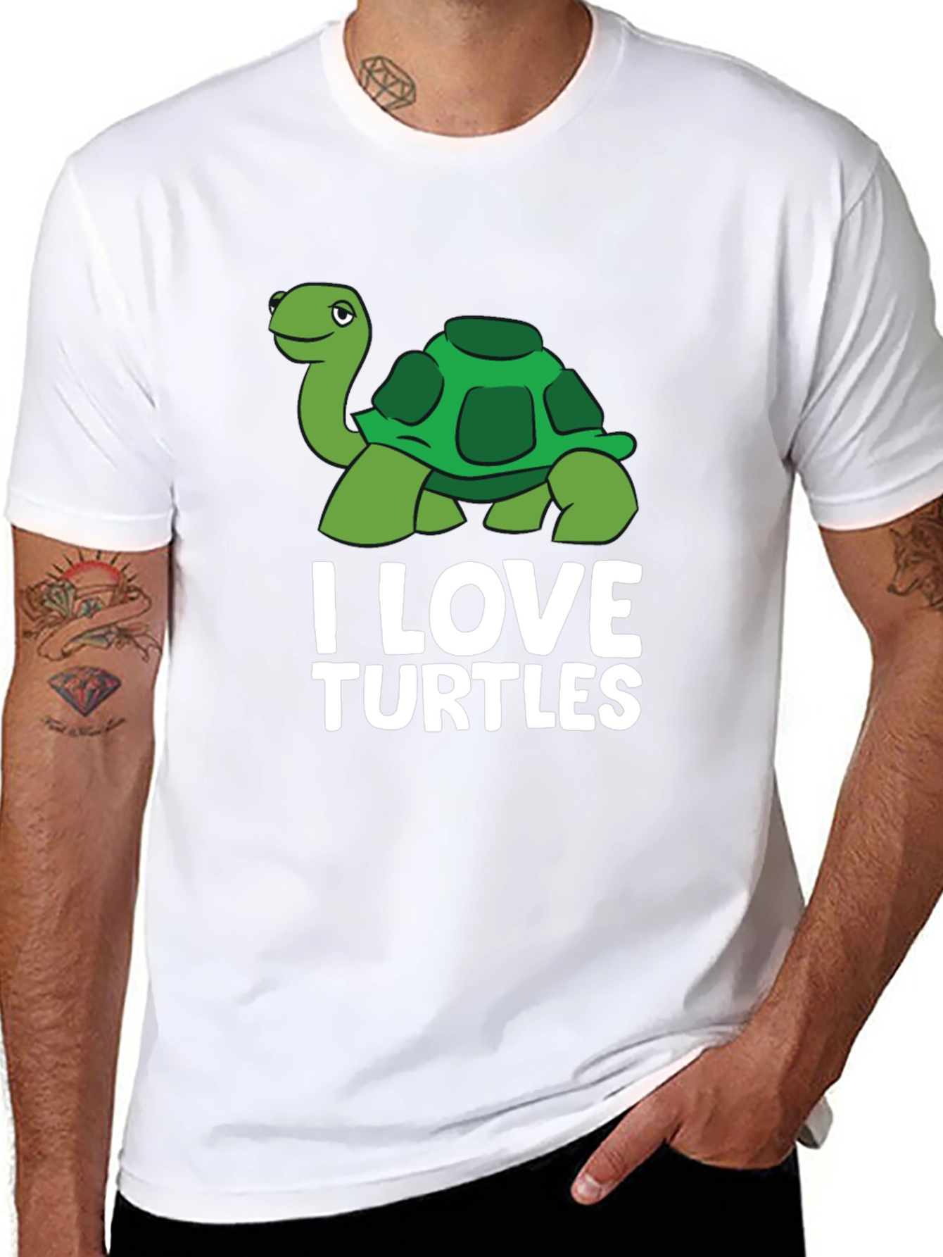 Black I Love Turtles Graphic T-Shirt view 8