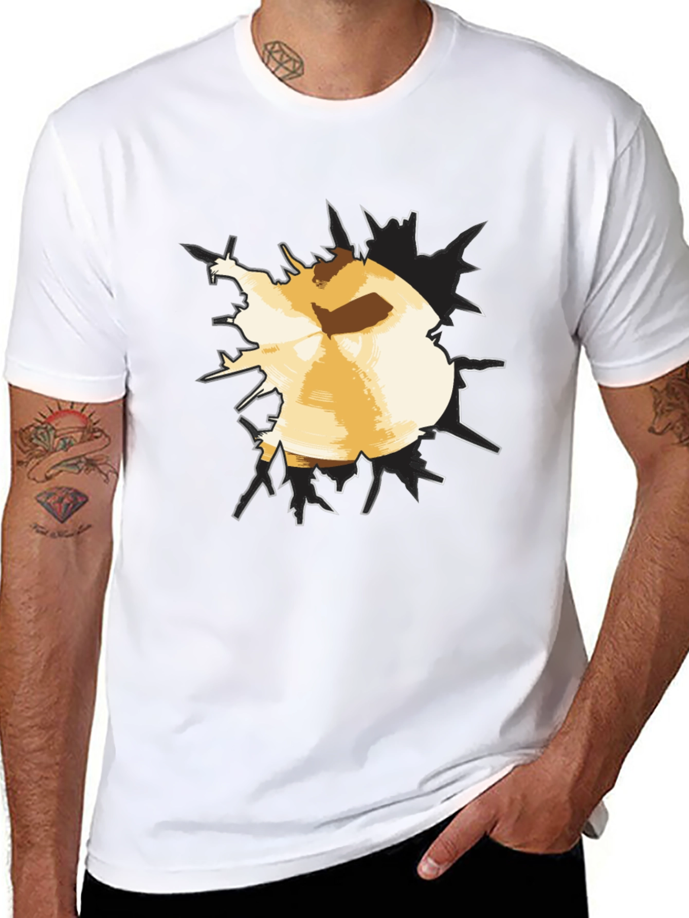 Ripped Graphic Tee - Cracked Design - 8