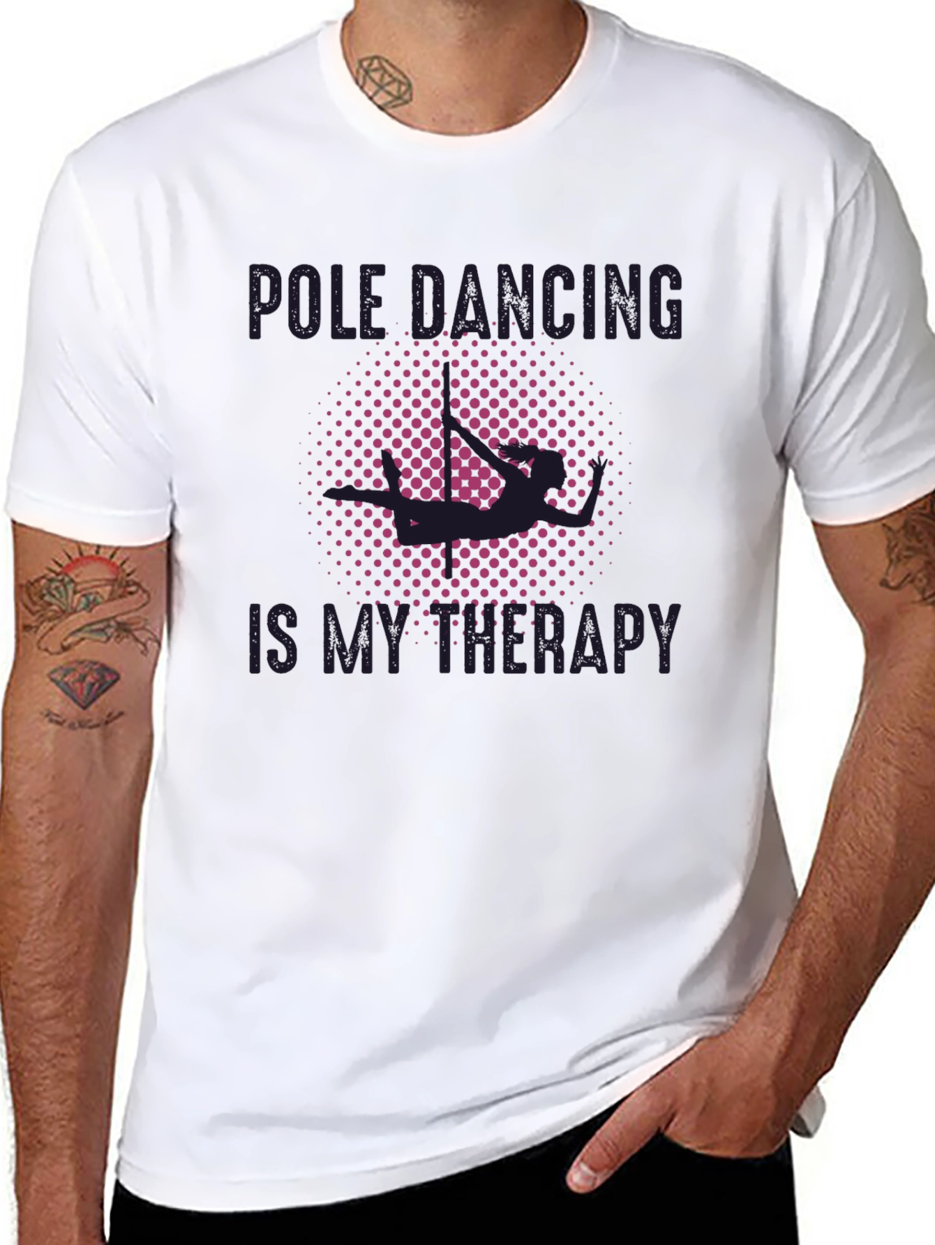 Black Pole Dancing Therapy T-Shirt - Black view 8