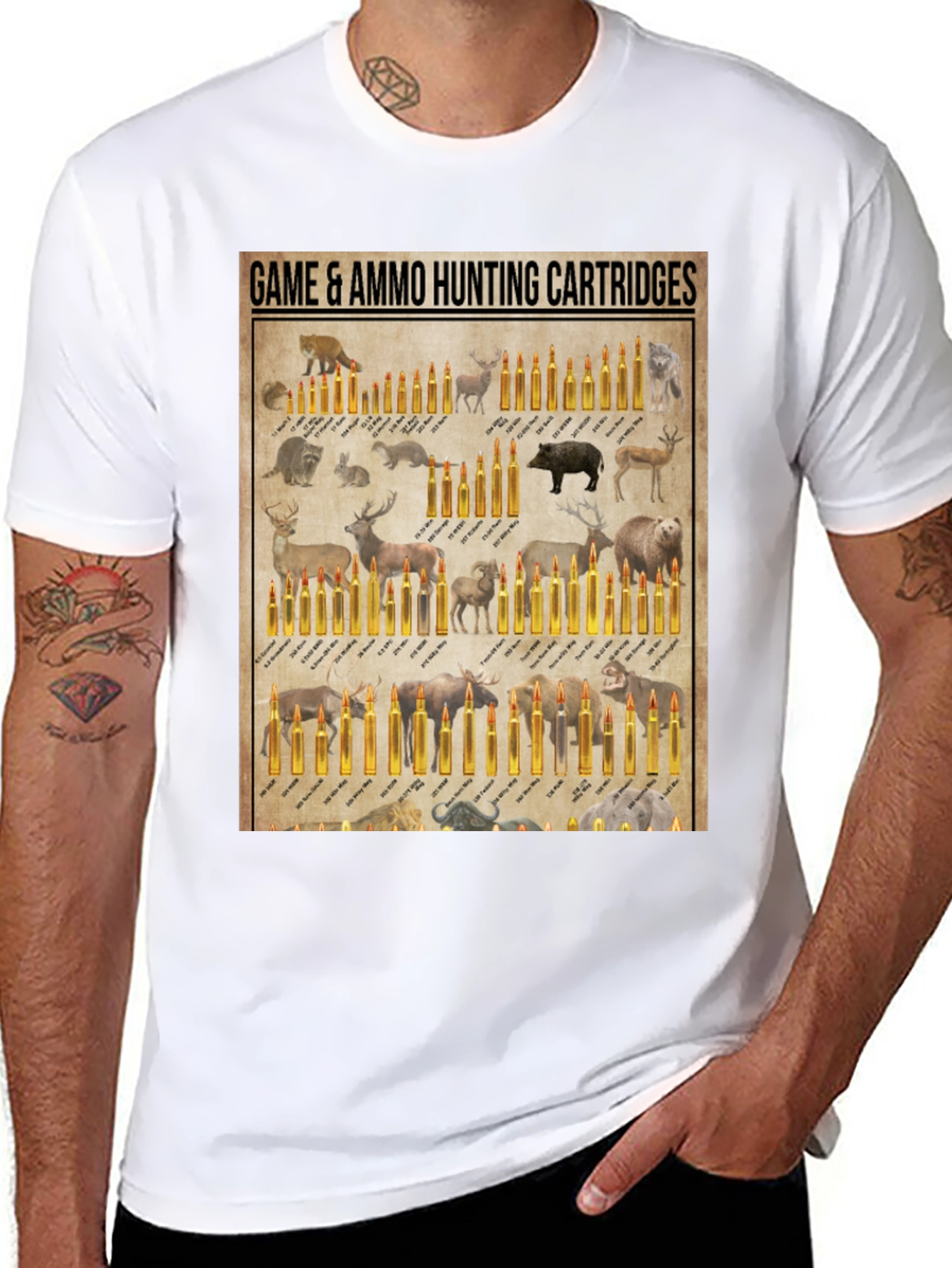 Black Hunting Cartridge T-Shirt - Game and Ammo Design view 8