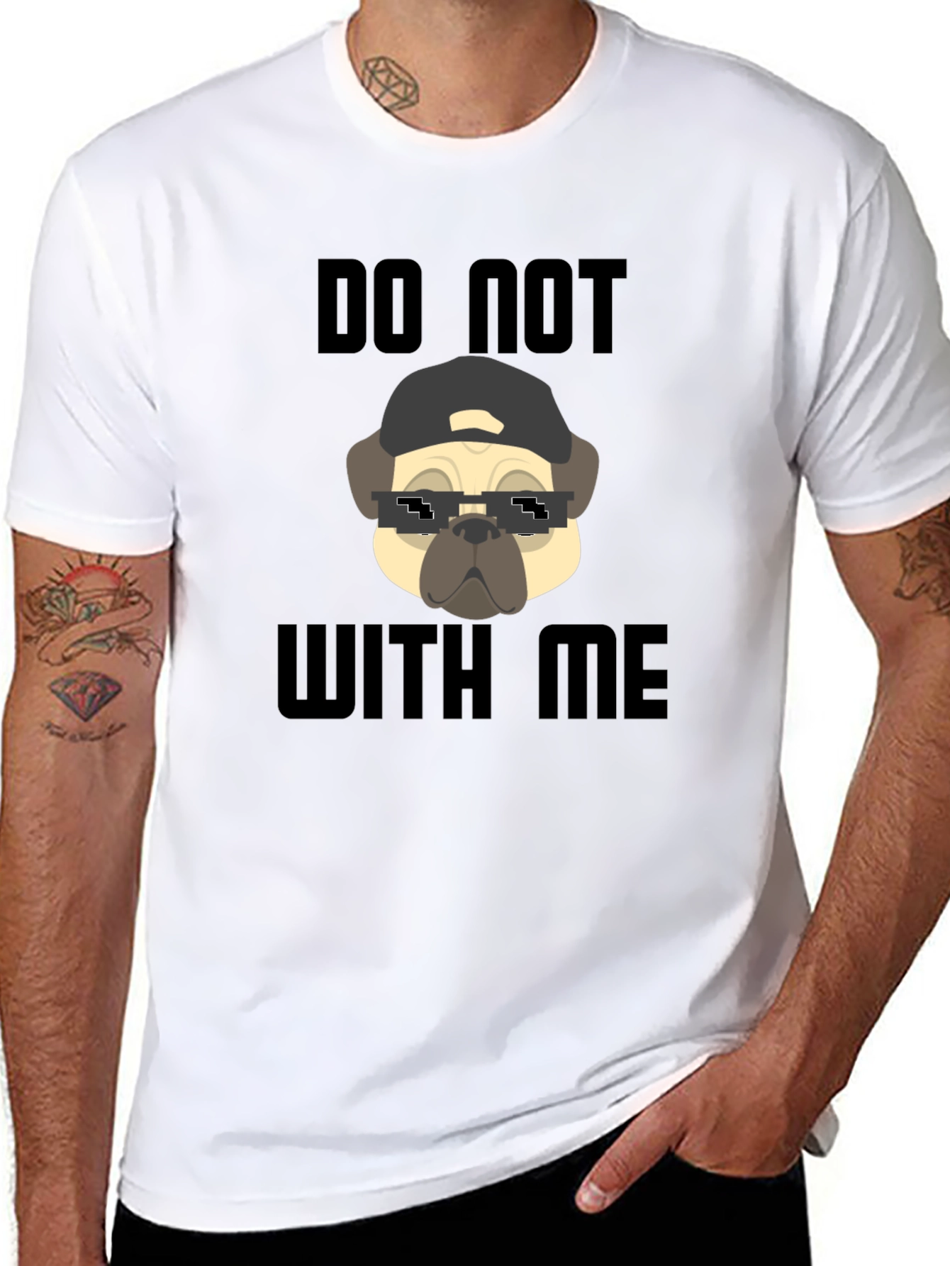 Black Funny Pug Do Not With Me Black T-Shirt view 8