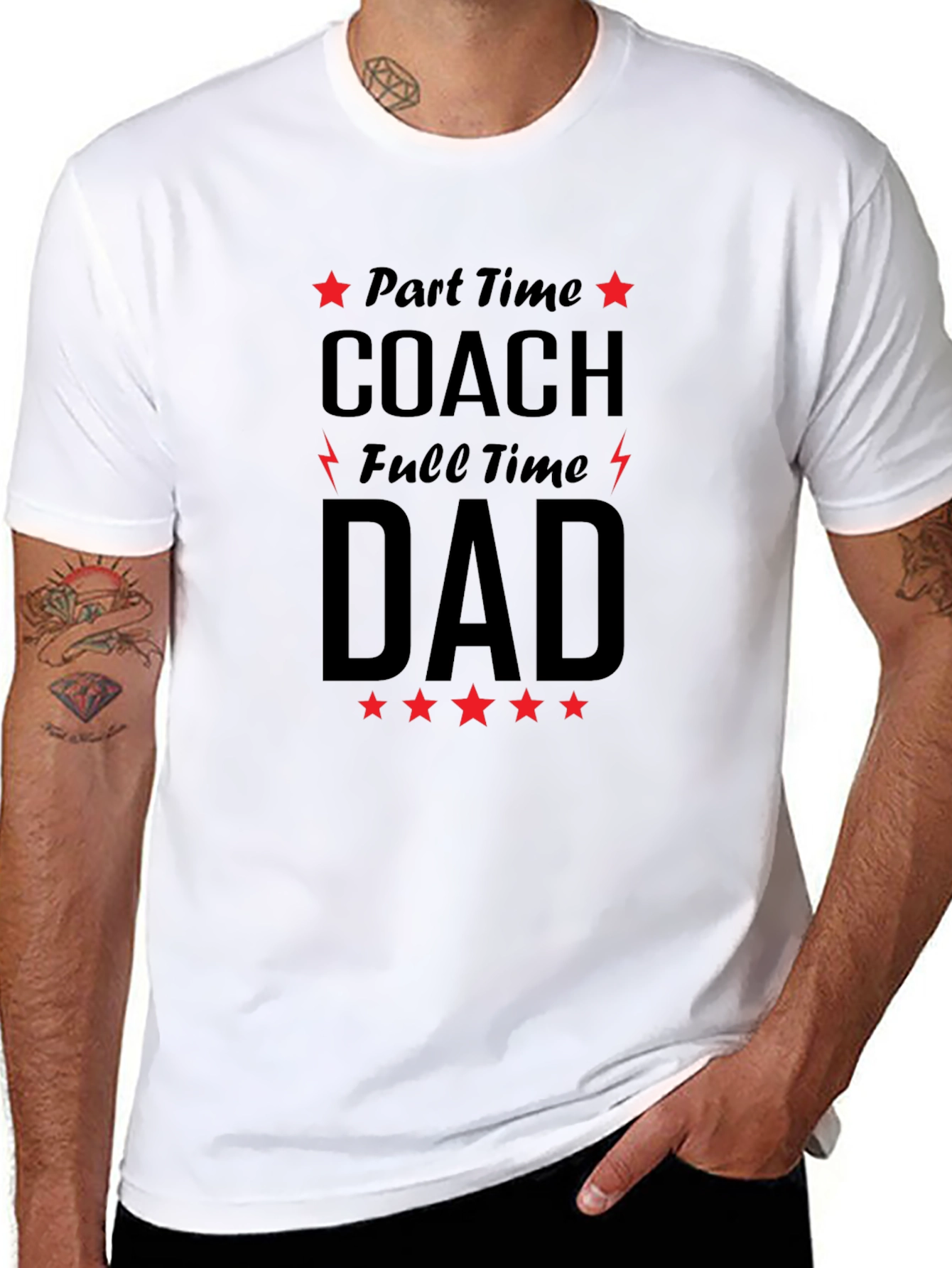 Black Part-Time Coach Full-Time Dad Graphic Tee view 8