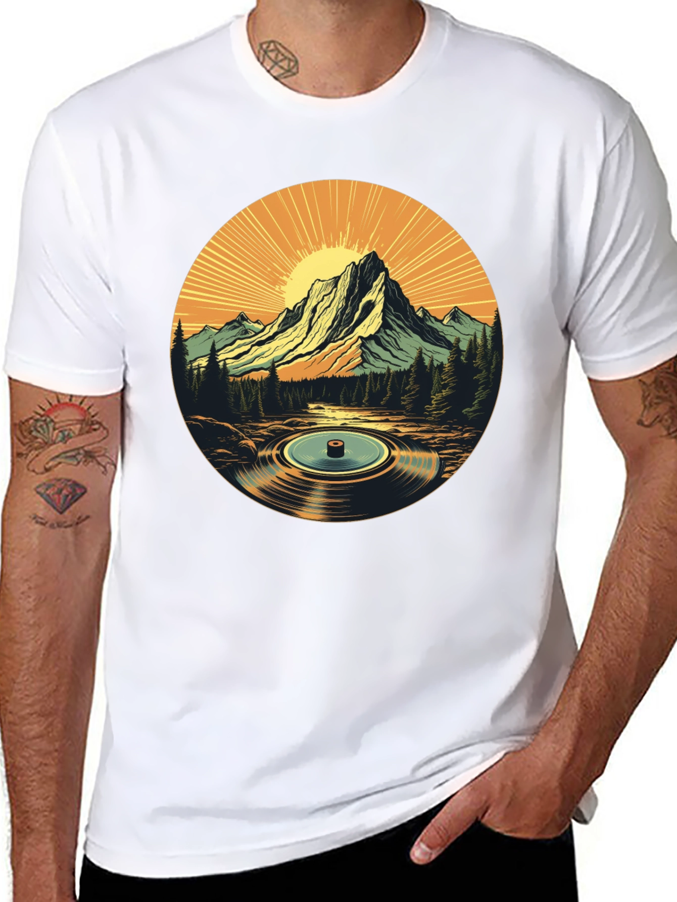 Black Mountain Vinyl Record Graphic T-Shirt view 8